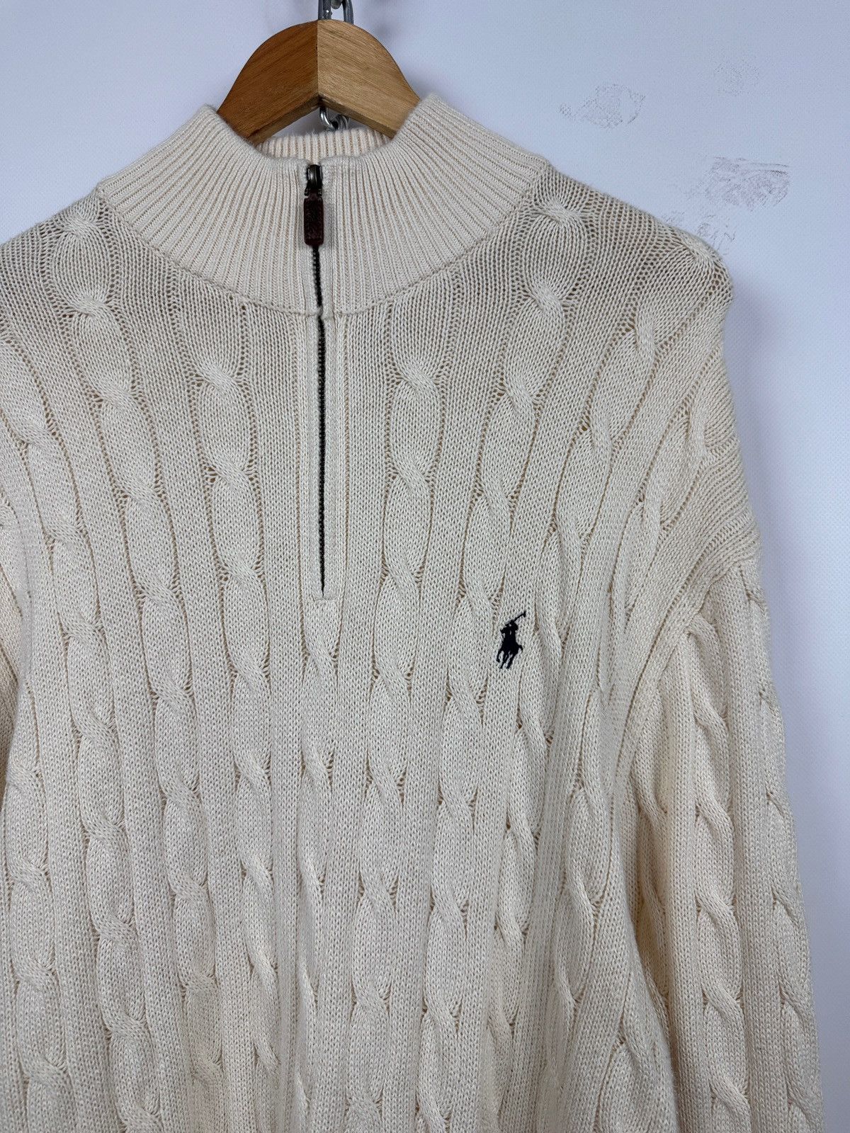Polo Ralph Lauren Polo Ralph Lauren Cable Knit Quarter Zip Mock Neck Sweater Size US XXL / EU 58 / 5 - 7 Thumbnail