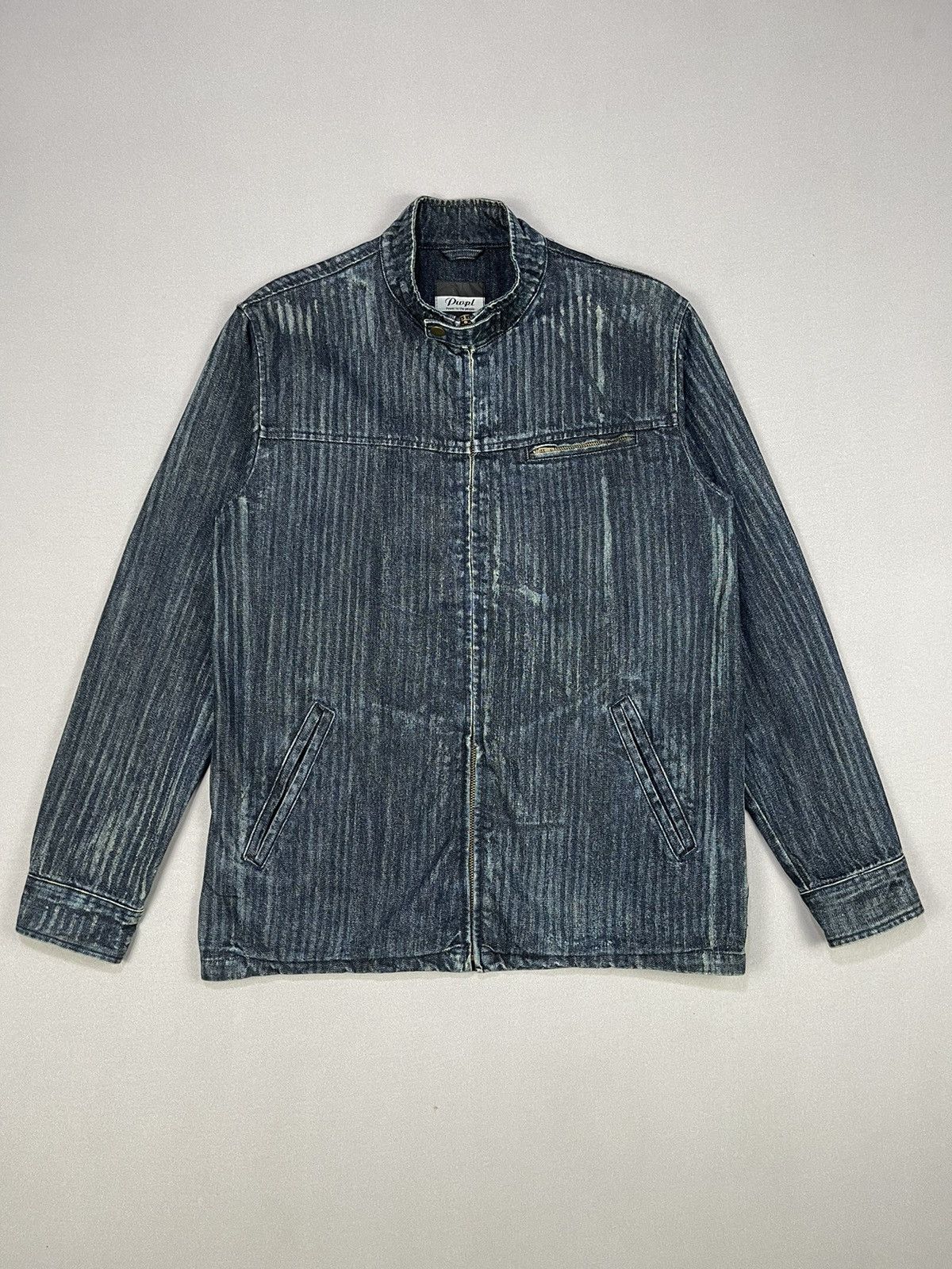 Japanese Brand PWPL STRIPPED DISTRESSED DENIM JACKETS Size US M / EU 48-50 / 2 - 1 Thumbnail