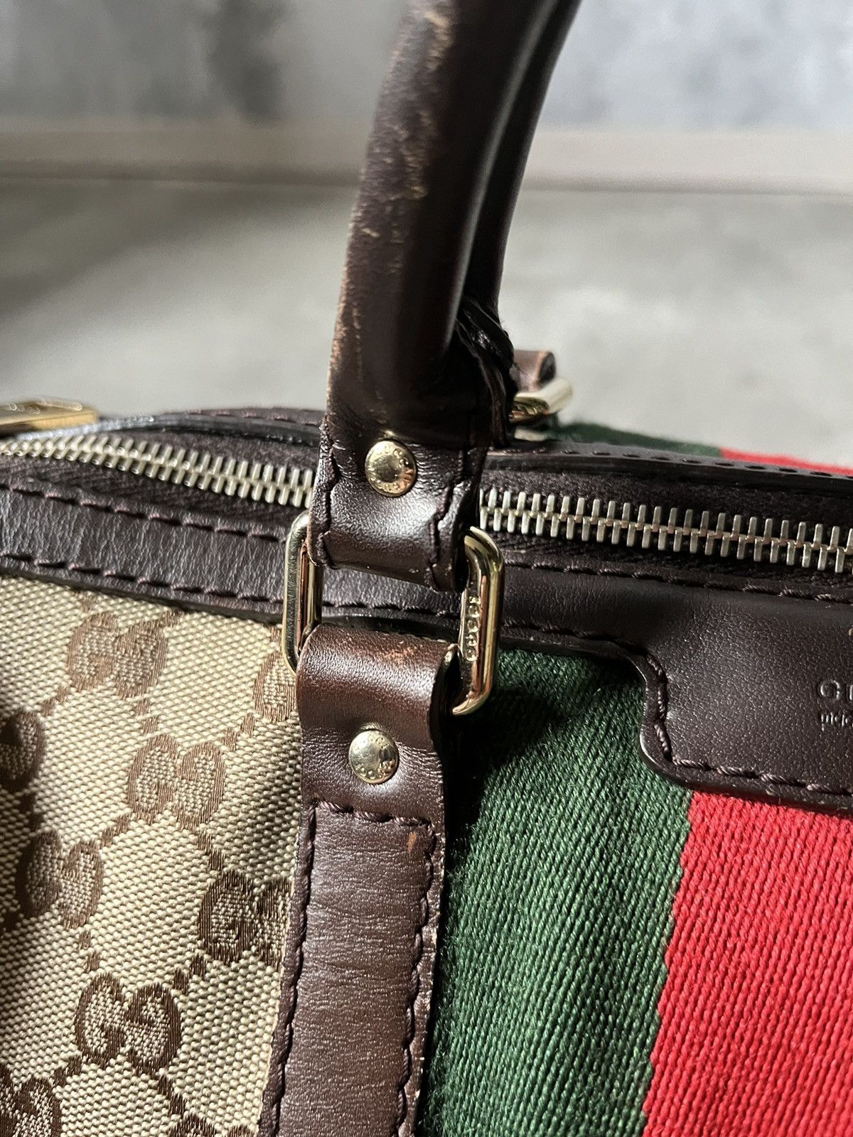 Gucci Vintage Gucci Boston bag leather beige brown Size ONE SIZE - 3 Thumbnail