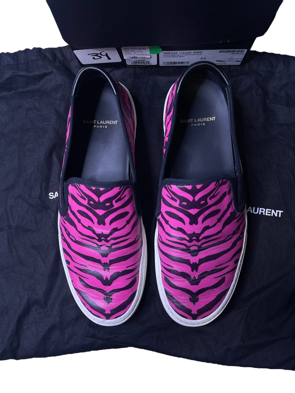 Saint Laurent Paris Saint Laurent pink zebra print slip ons | Grailed