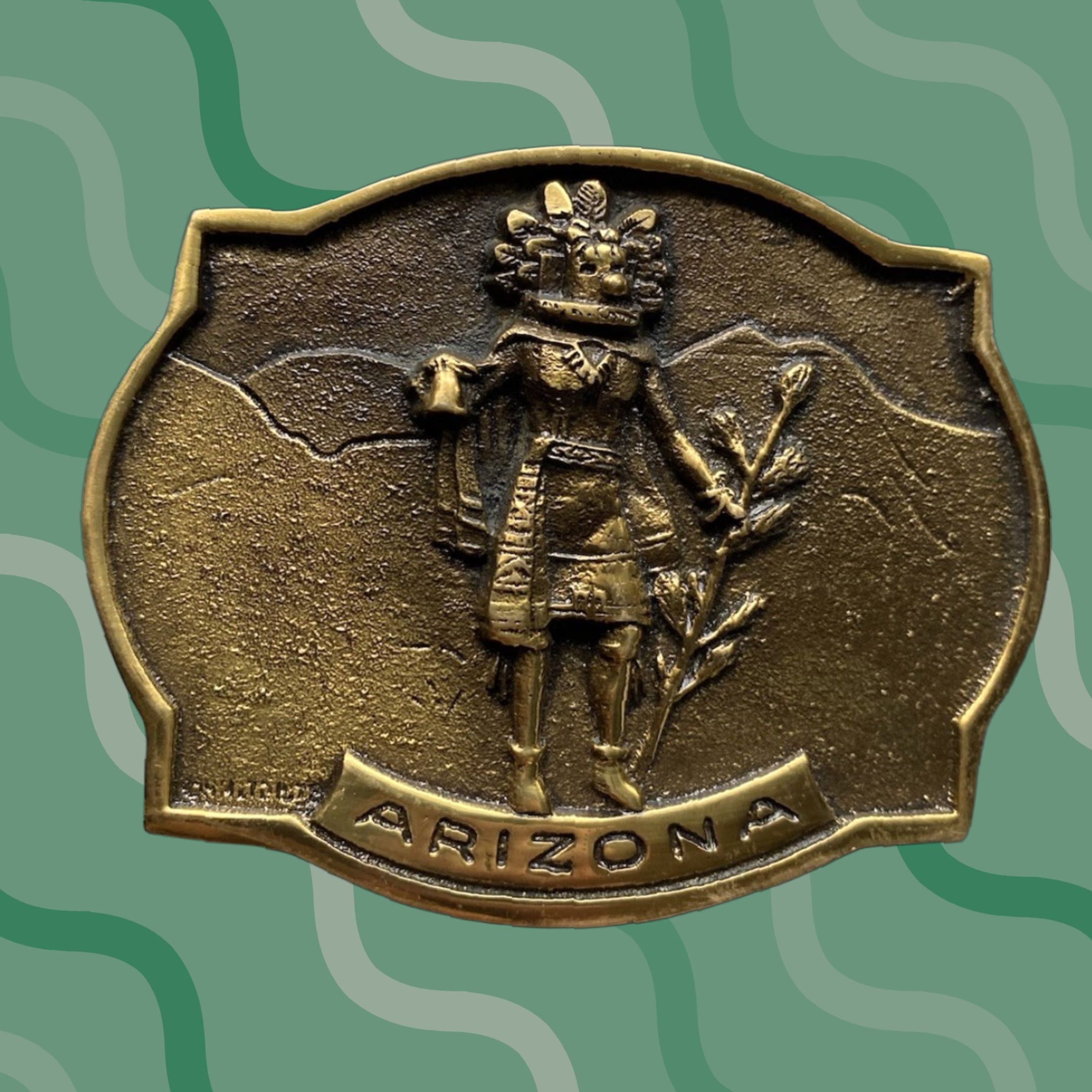 Vintage VINTAGE 1978 MORNING KACHINA Solid Brass Belt Buckle Heritage Mint, Ltd. Cowboy Western Men XR Size ONE SIZE - 1 Thumbnail
