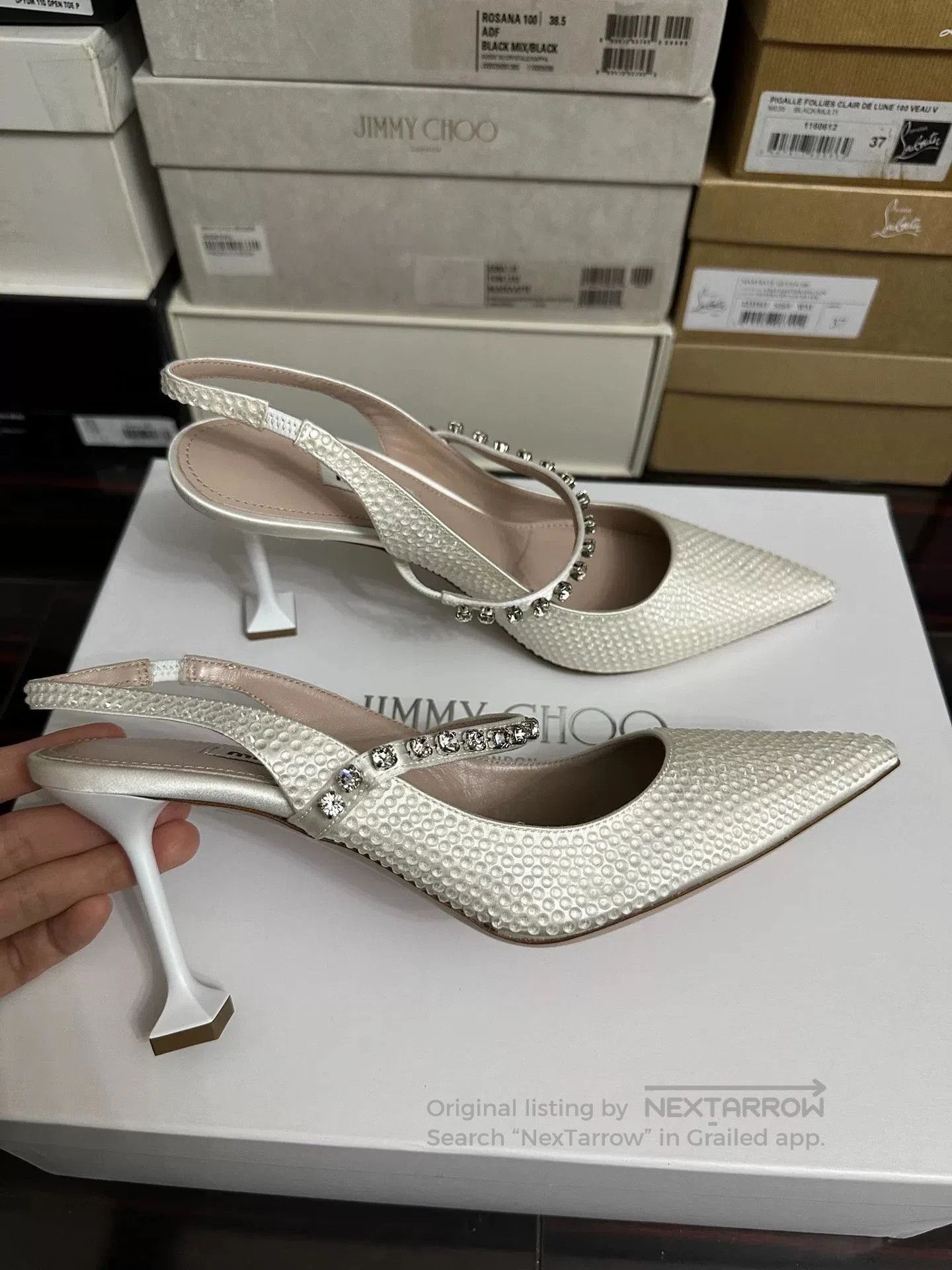 Miu Miu MiuMiu 2022 Pointed Toe Crystal Heels. Size US 7 / IT 37 - 3 Thumbnail
