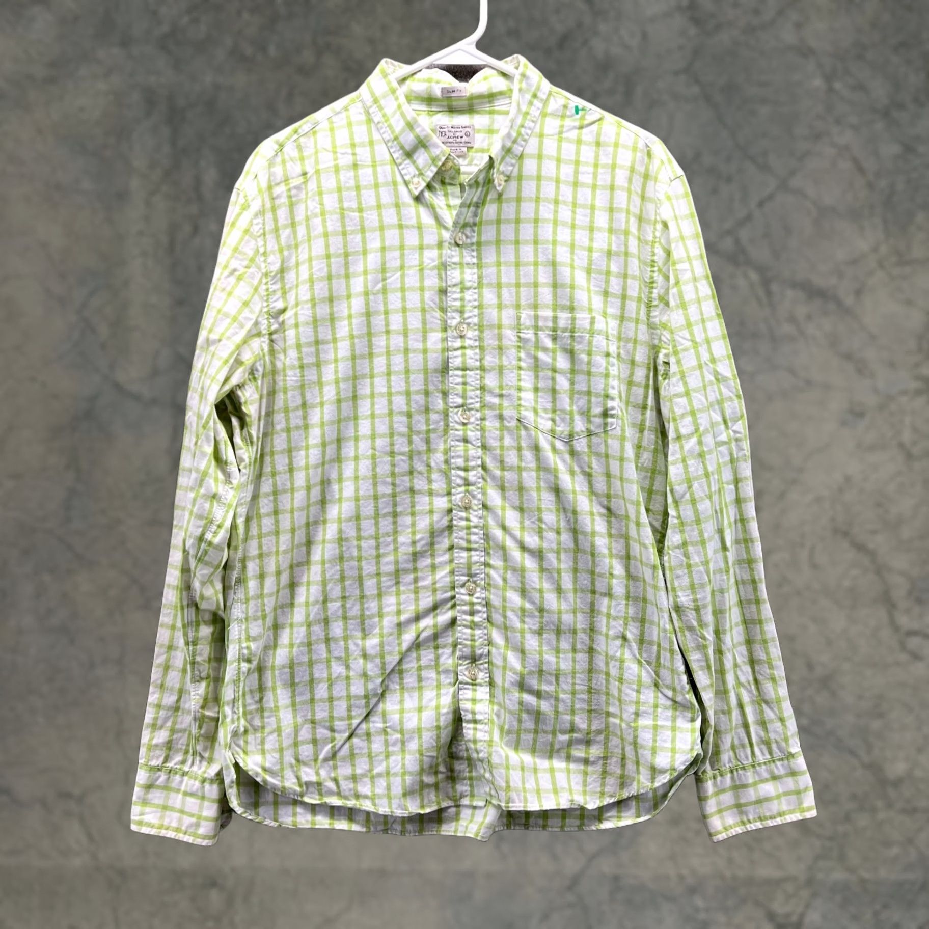 J.Crew J.CREW Shirt Men Large Green Check Button-Down Slim Vintage Casual Size US L / EU 52-54 / 3 - 1 Thumbnail