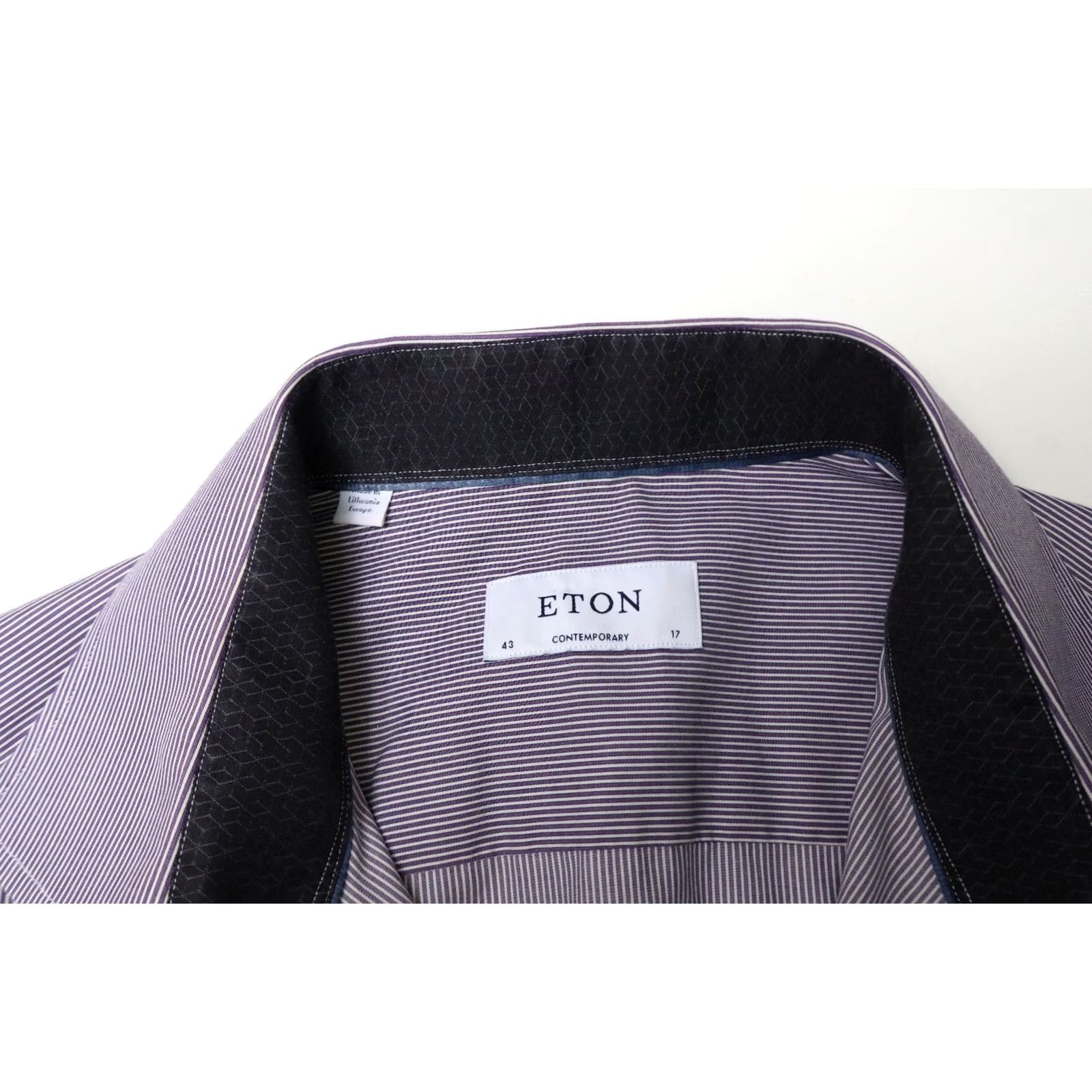 Eton ETON Contemporary Fine Twill Shirt Men's 43 / 17 Collared Button-Up Striped Purple Size US XL / EU 56 / 4 - 7 Thumbnail