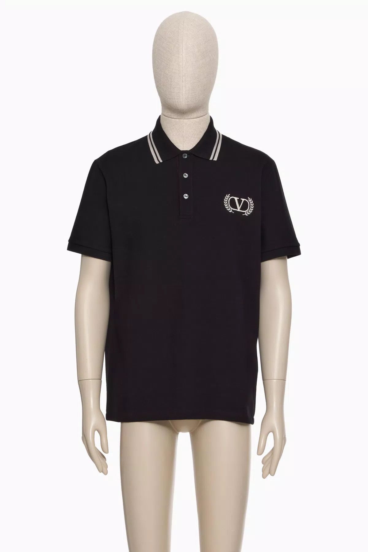 Valentino oc11z0725 Cotton Pique Polo Shirt in Black Size US XS / EU 42 / 0 - 1 Thumbnail