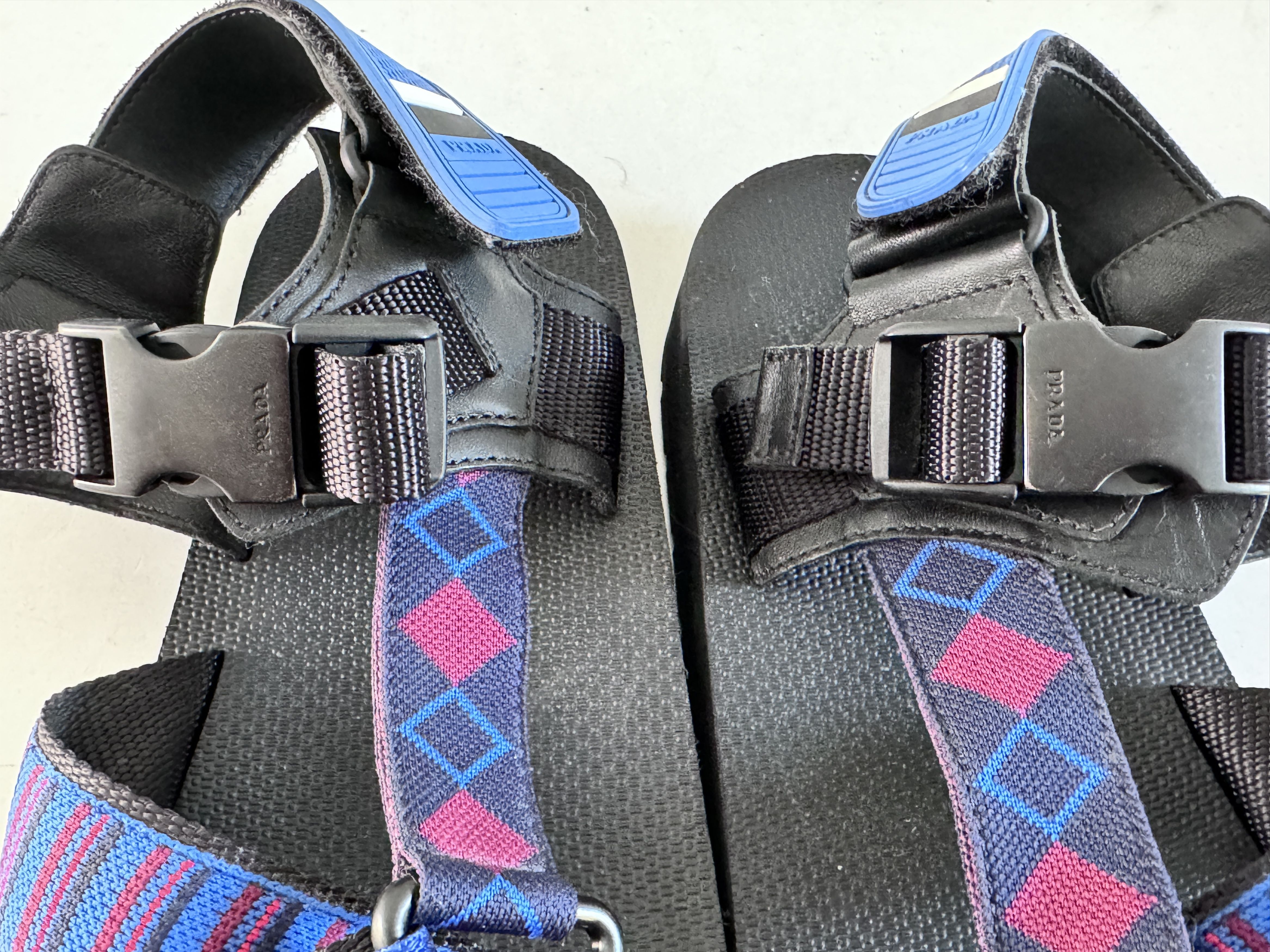 Prada PRADA Black Purple Blue Leather Synthetic Sandals 4X3212 Size US 8 / EU 41 - 5 Thumbnail