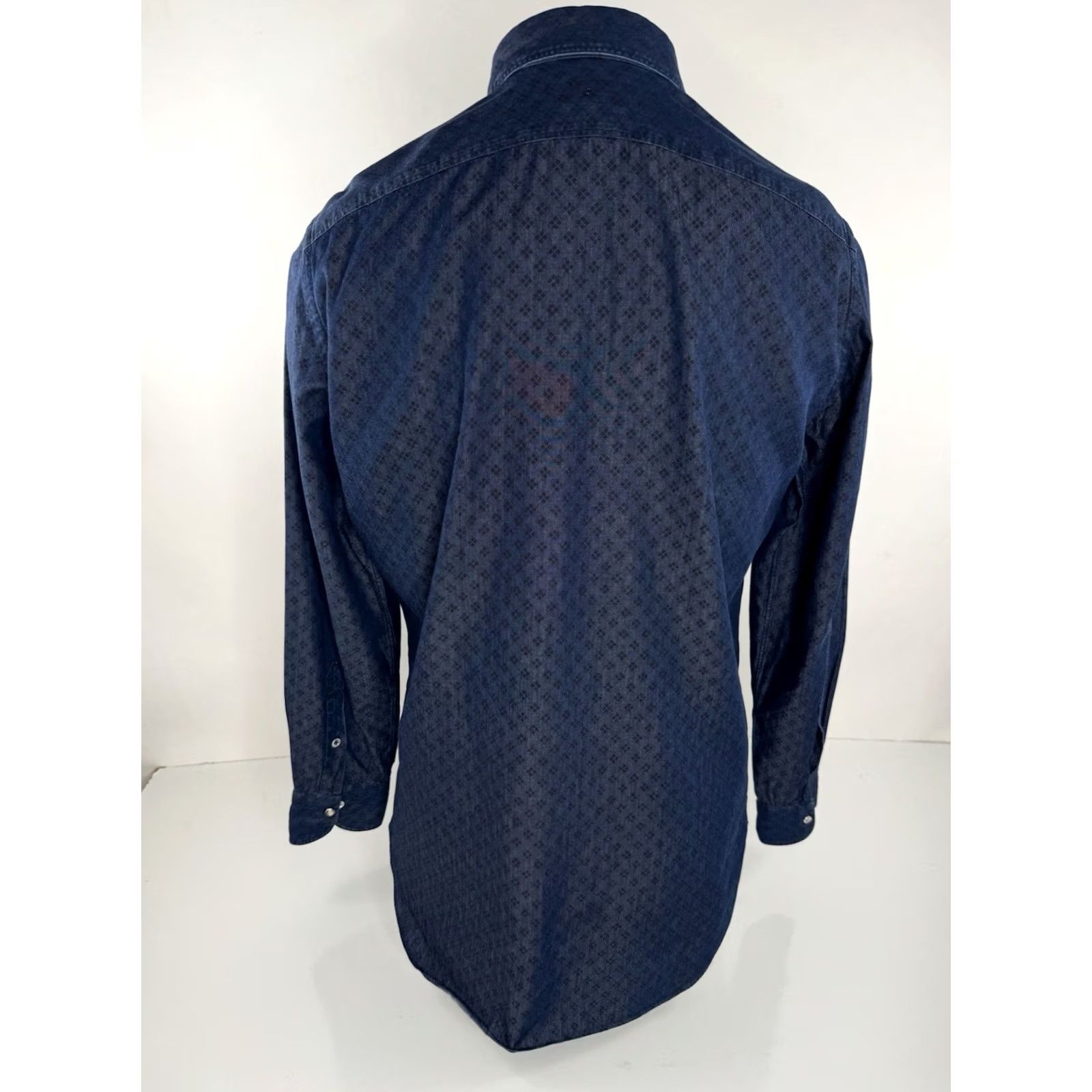 Vintage GIANNETTO PORTOFINO Western Geometric Pearl Snap M Shirt Mens Blue Button-Up Long Sleeve Snaps Geometric 90s Theme M Womens? Size US M / EU 48-50 / 2 - 3 Thumbnail