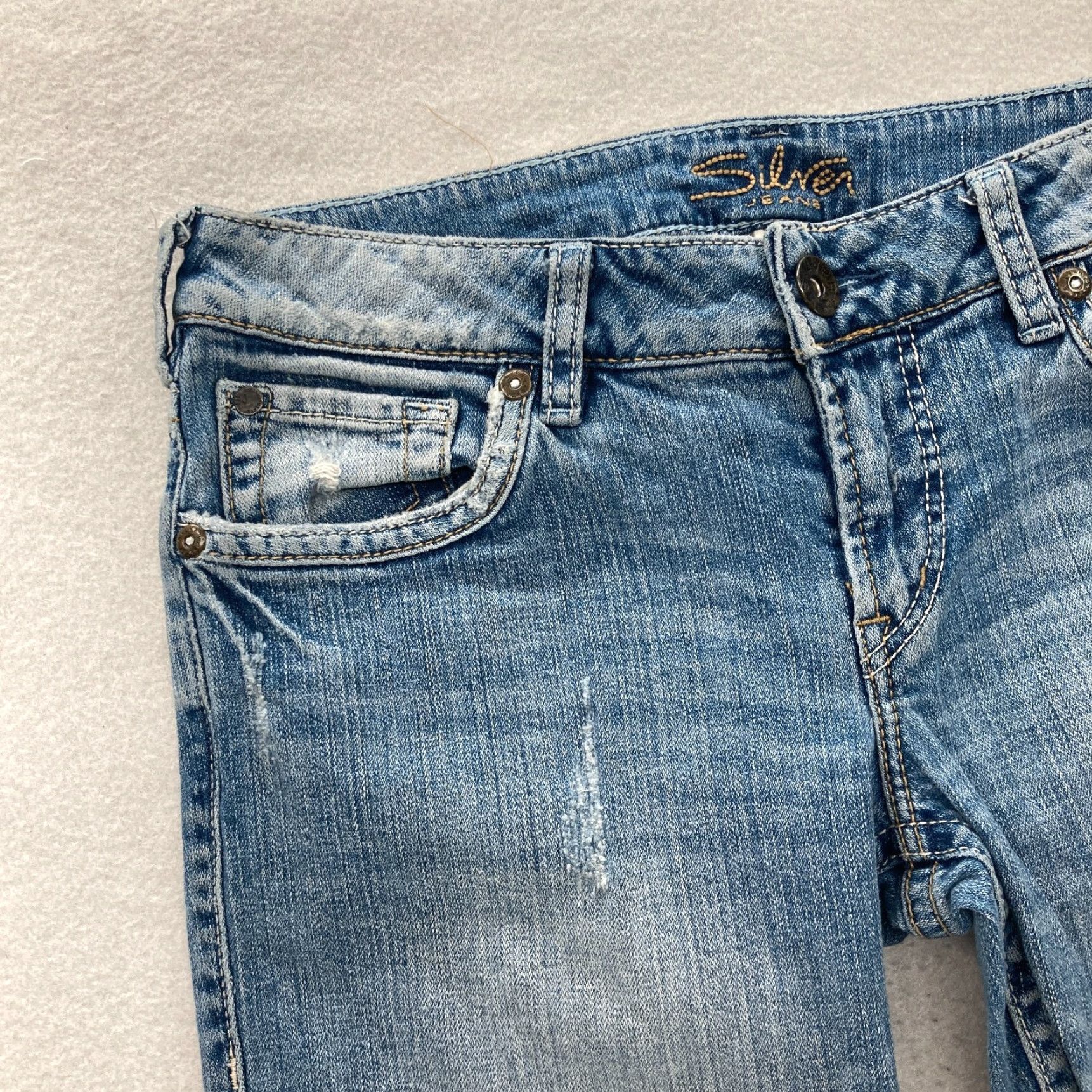 Silver Jeans Co. Silver Jeans Aiko Bootcut Women's 29x33 Medium Blue Stretch Denim Grunge Cowgirl Size 29" - 4 Thumbnail