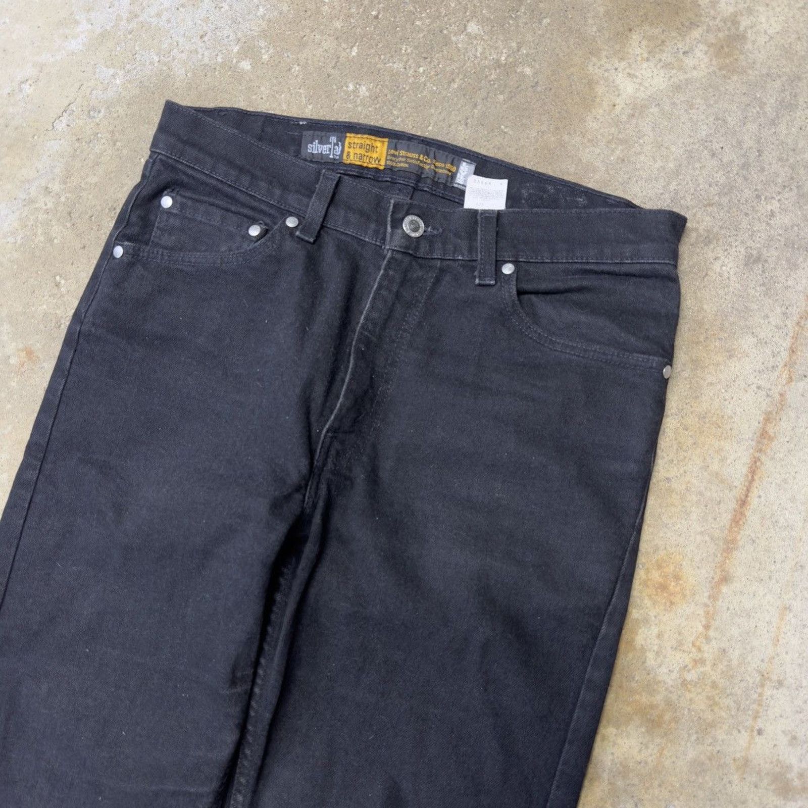Vintage Levi's Black Silvertab Skinny Jeans ERD Grunge Skater Size US 31 - 3 Thumbnail