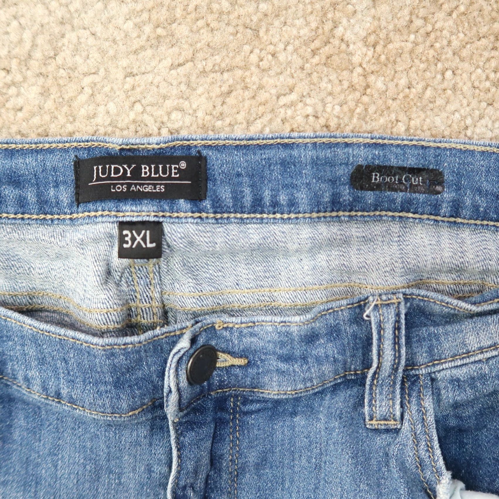Vintage Judy Blue Jeans Women's 3XL High Rise Bootcut Denim Blue Stretch Regular 38x32 Modern Classic 5-Pocket Zip Button Jeans Size 40" / US 18 - 3 Thumbnail