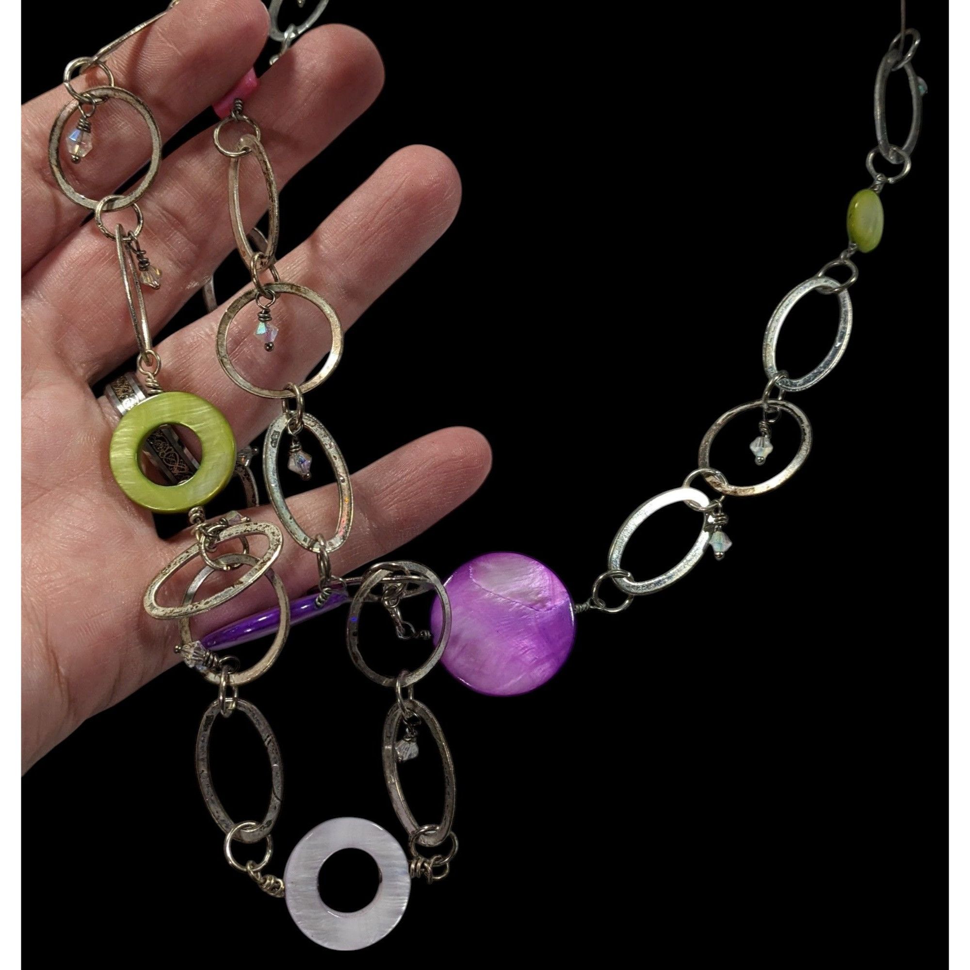 Other Retro Open Link Rainbow Shell Geometric Accent Necklace Size ONE SIZE - 6 Thumbnail