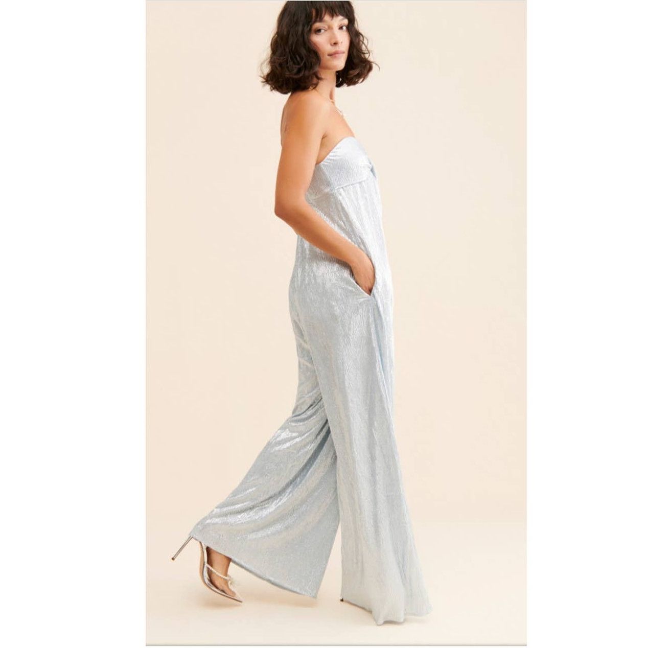 Free People New Free People Olivia Strapless Metallic Jumpsuit $300 Sz S Size 28" / US 6 / IT 42 - 5 Thumbnail