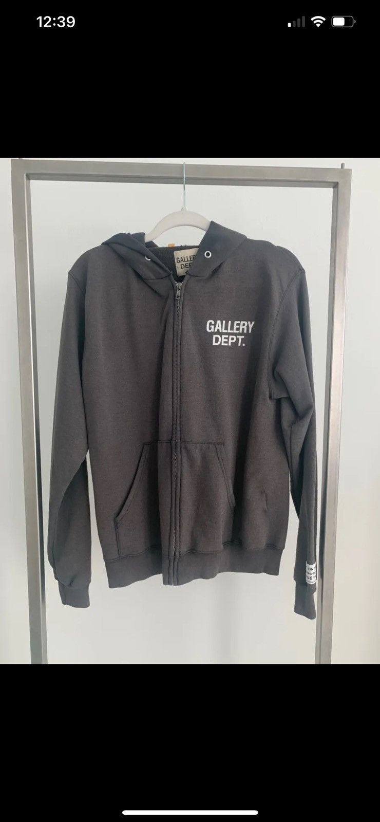 image of Gallery Dept. Zip Up Hoodie in Grey, Men's (Size XS)