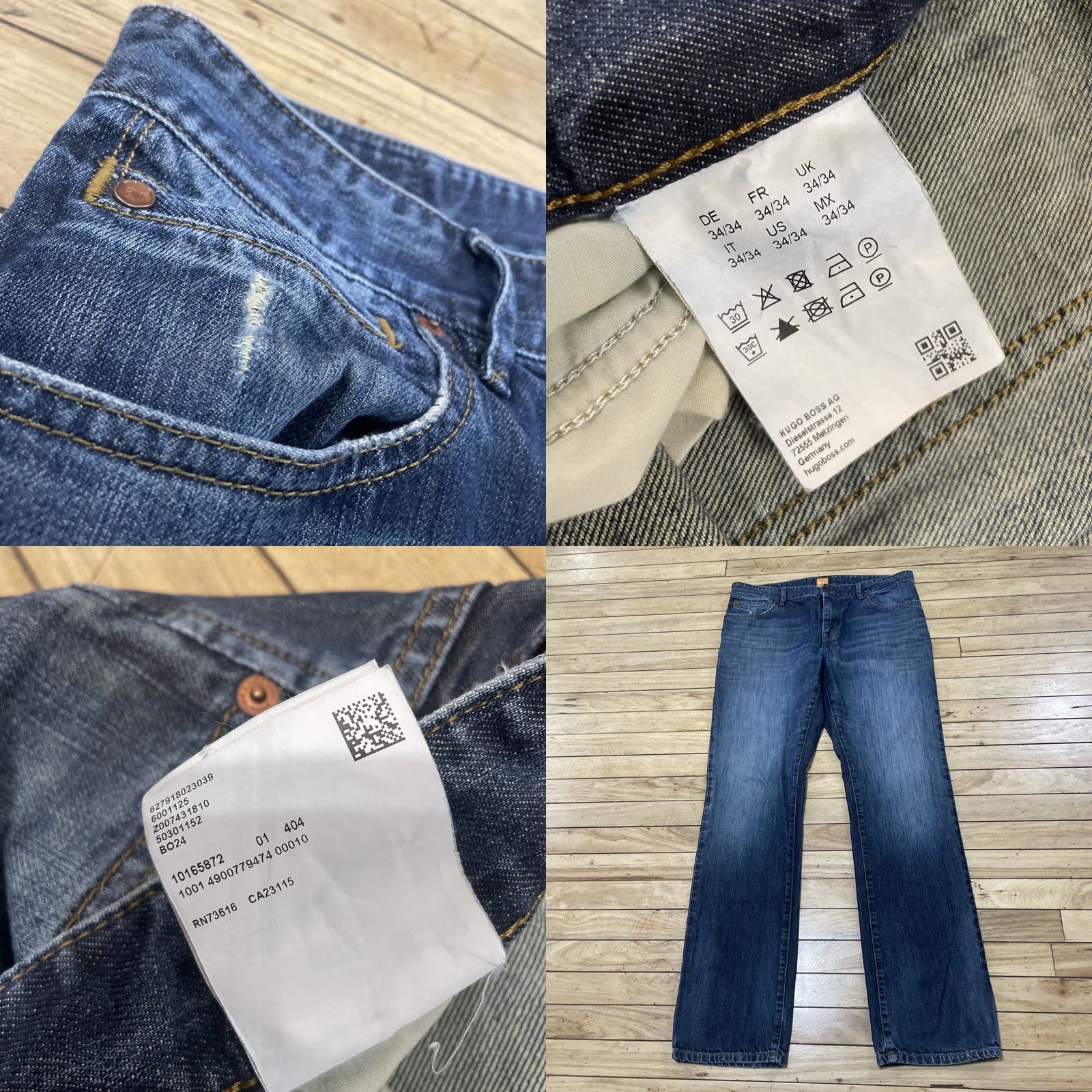 Hugo Boss HUGO BOSS Orange Jeans Men W34 L34 Blue Straight Stretch Zip Fly Denim 34/34 Jeans Size US 34 / EU 50 - 10 Thumbnail