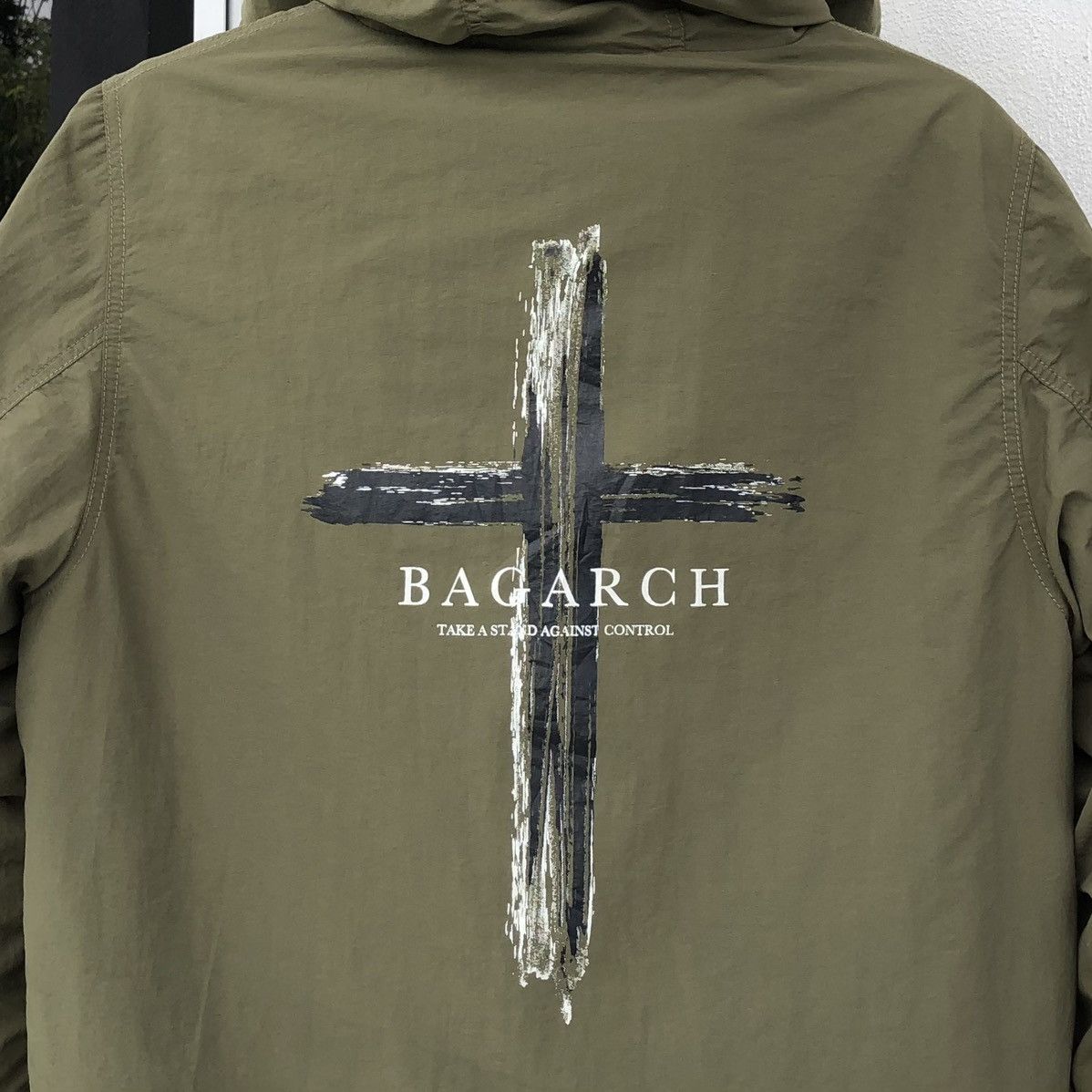 Japanese Brand BAGARCH Mod Coat Olive Military Coat Cross Big Logo Parka Size US XL / EU 56 / 4 - 2 Thumbnail