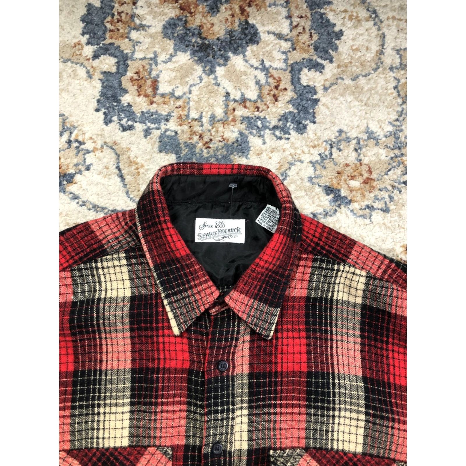 Sears VINTAGE Sears Roebuck & Co Shirt Mens XL Red Plaid Wool Lined Flannel Workwear Size US XL / EU 56 / 4 - 2 Thumbnail