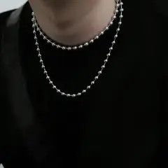 Jewelry Silver Ball Bead Necklace – Stacked Hip-Hop Chain Size ONE SIZE - 5 Thumbnail