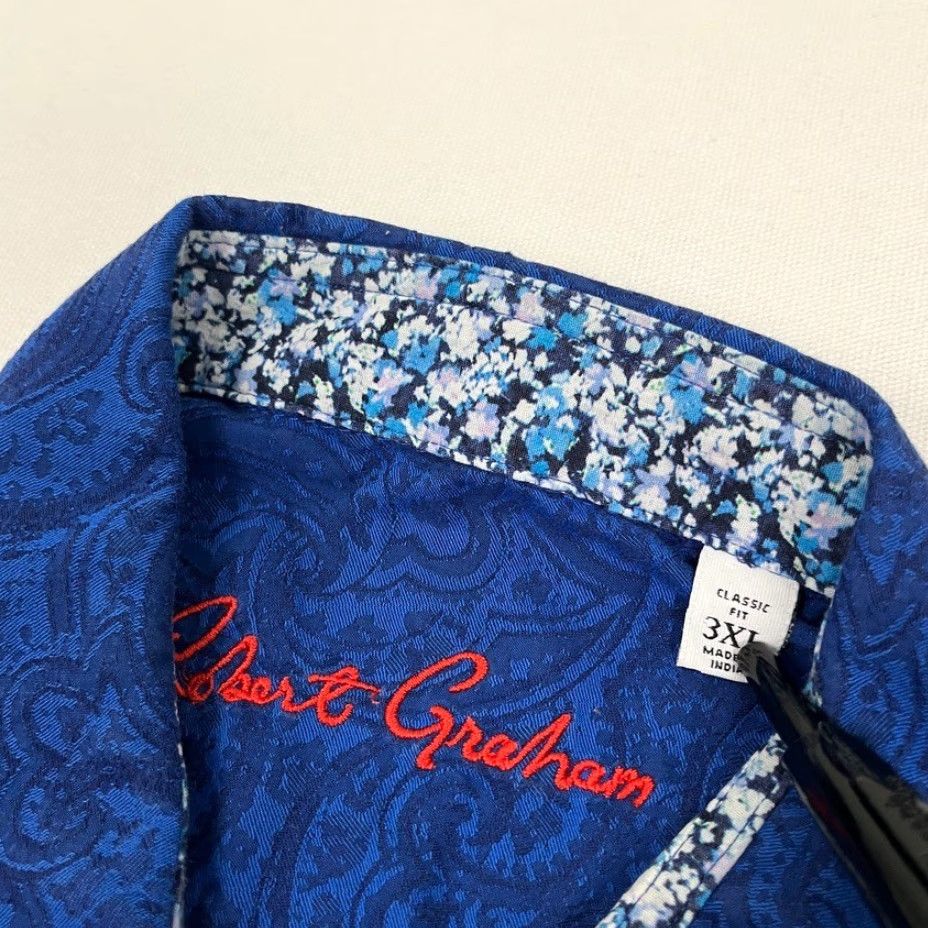 Robert Graham Robert Graham Shirt Mens 3XL Blue Paisley Button-Up Casual Preppy Retro Shirt Size US XXL / EU 58 / 5 - 2 Thumbnail