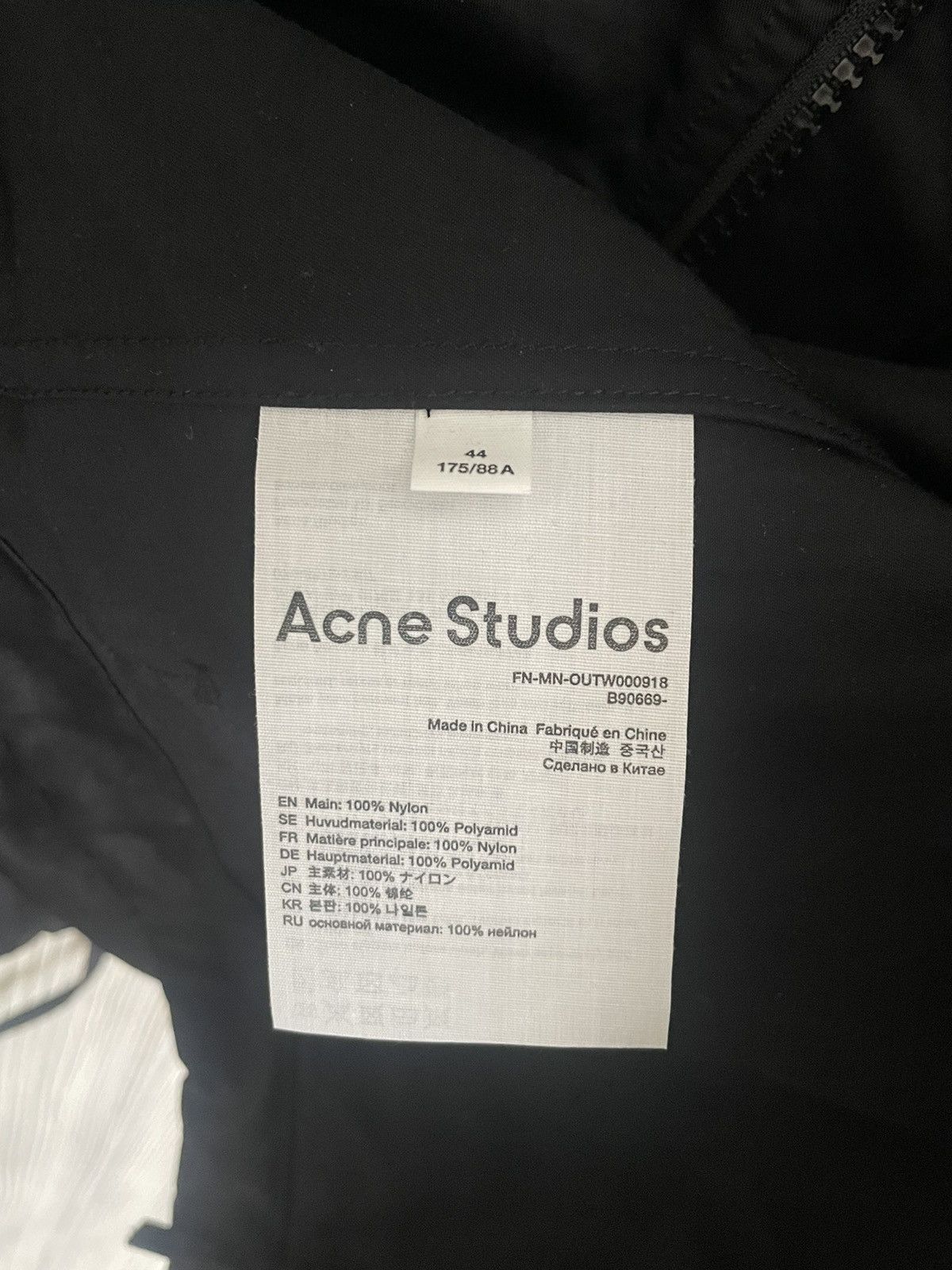 Acne Studios Acne Studios Black Nylon Jacket Size US S / EU 44-46 / 1 - 8 Thumbnail