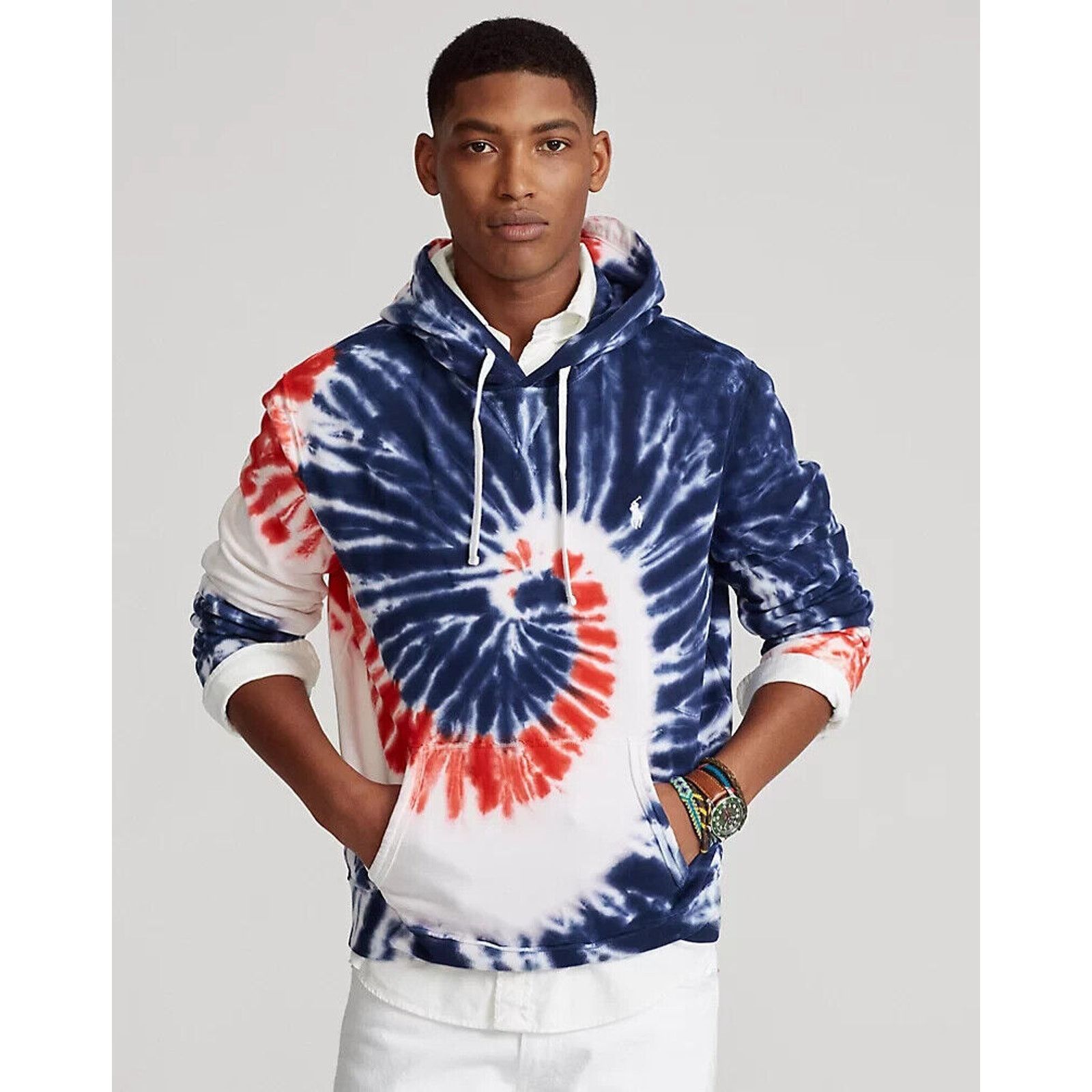 Ralph Lauren Polo Ralph Lauren Red White Blue Tie Dye Hoodie SZ L Grailed