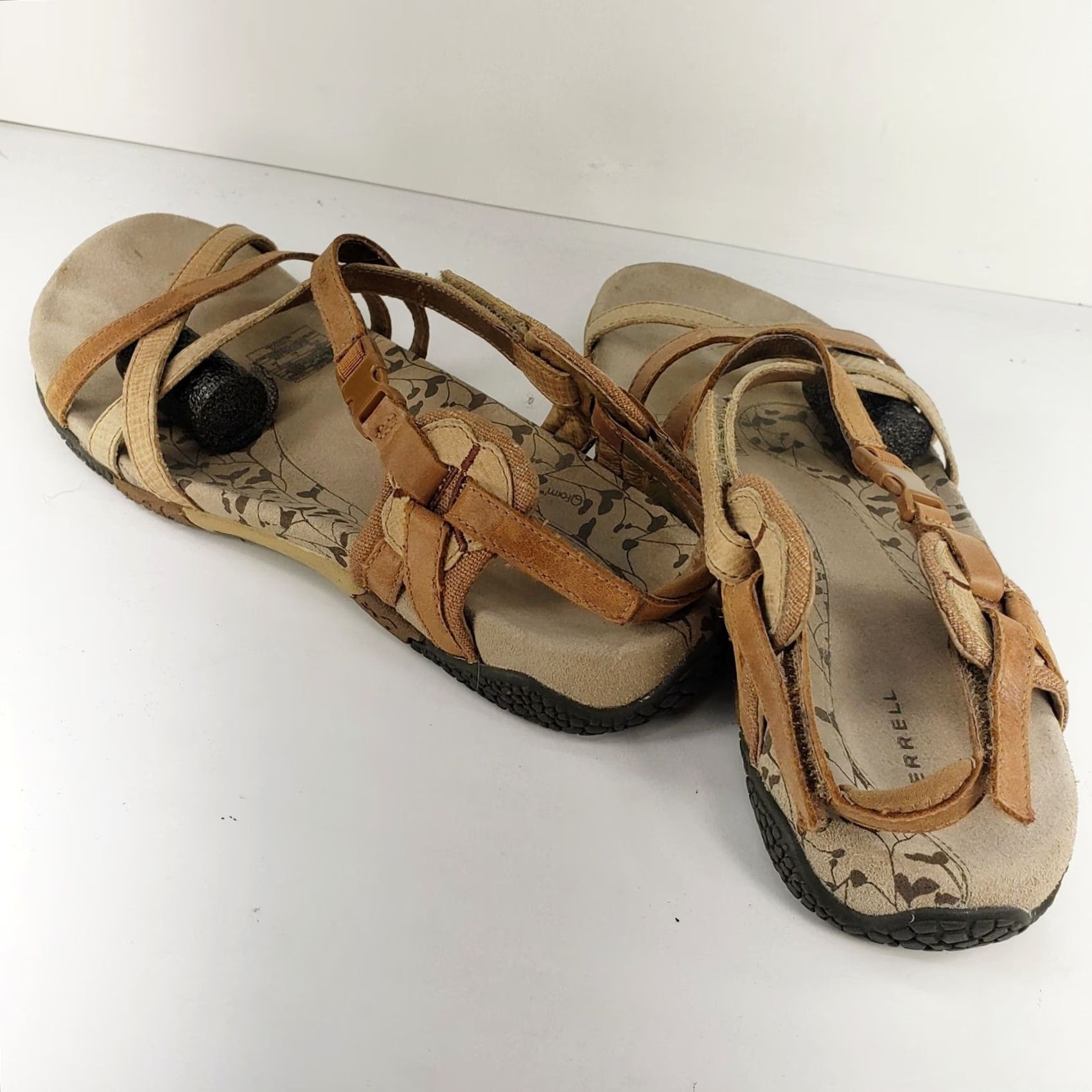 Merrell Merrell Sandal Women Brown Leather Open Toe Strappy San Remo Flat Buckle Shoe 9 USA Size US 9 / IT 39 - 5 Thumbnail