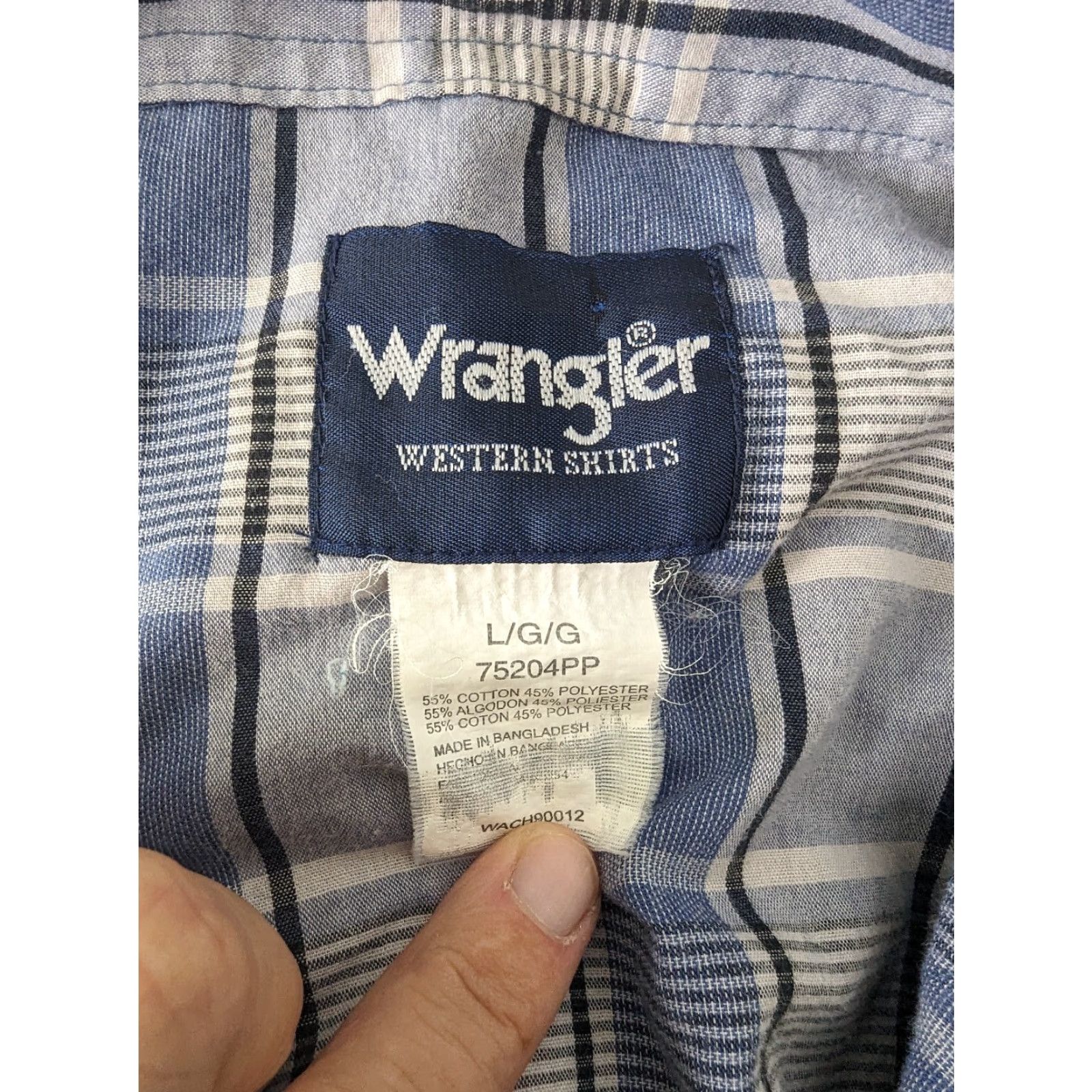 Wrangler VINTAGE Wrangler Western Shirt Mens XL Blue Silver Plaid Pearl Snap Button T6F Size US XL / EU 56 / 4 - 3 Thumbnail