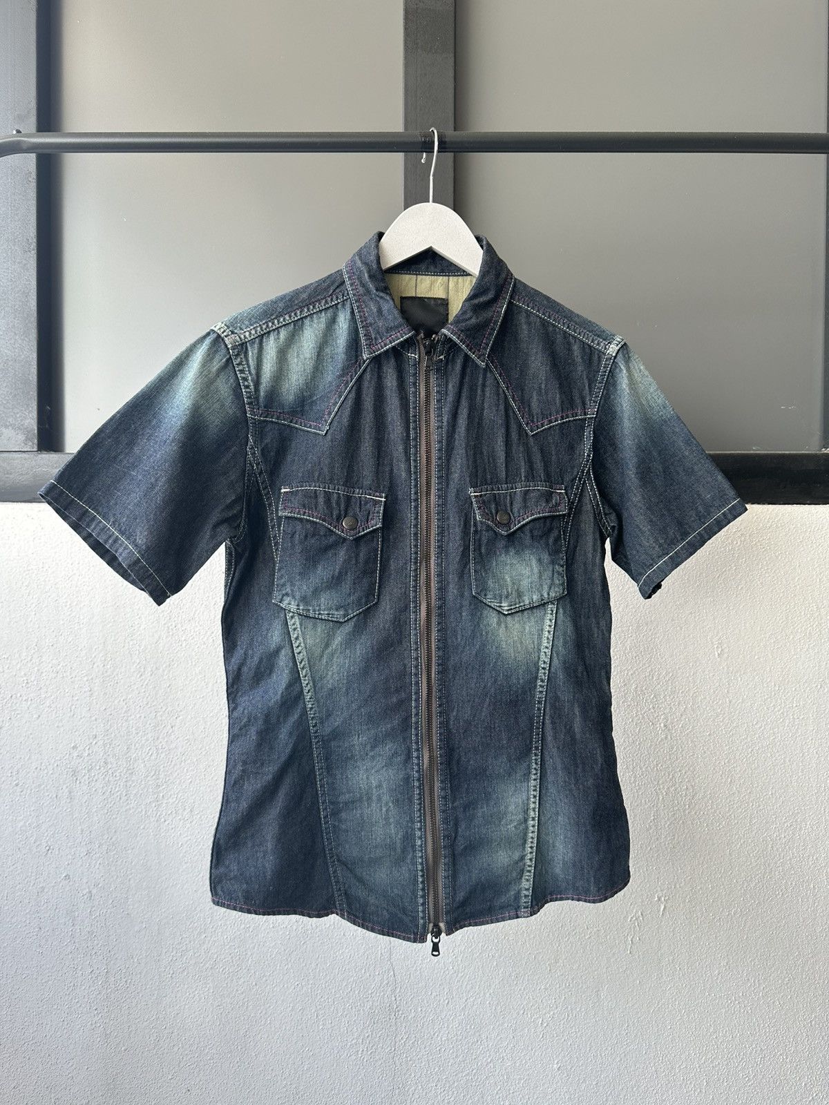 Tete Homme 00’s HALB by Tete Homme zipper denim shirt Size US M / EU 48-50 / 2 - 12 Thumbnail