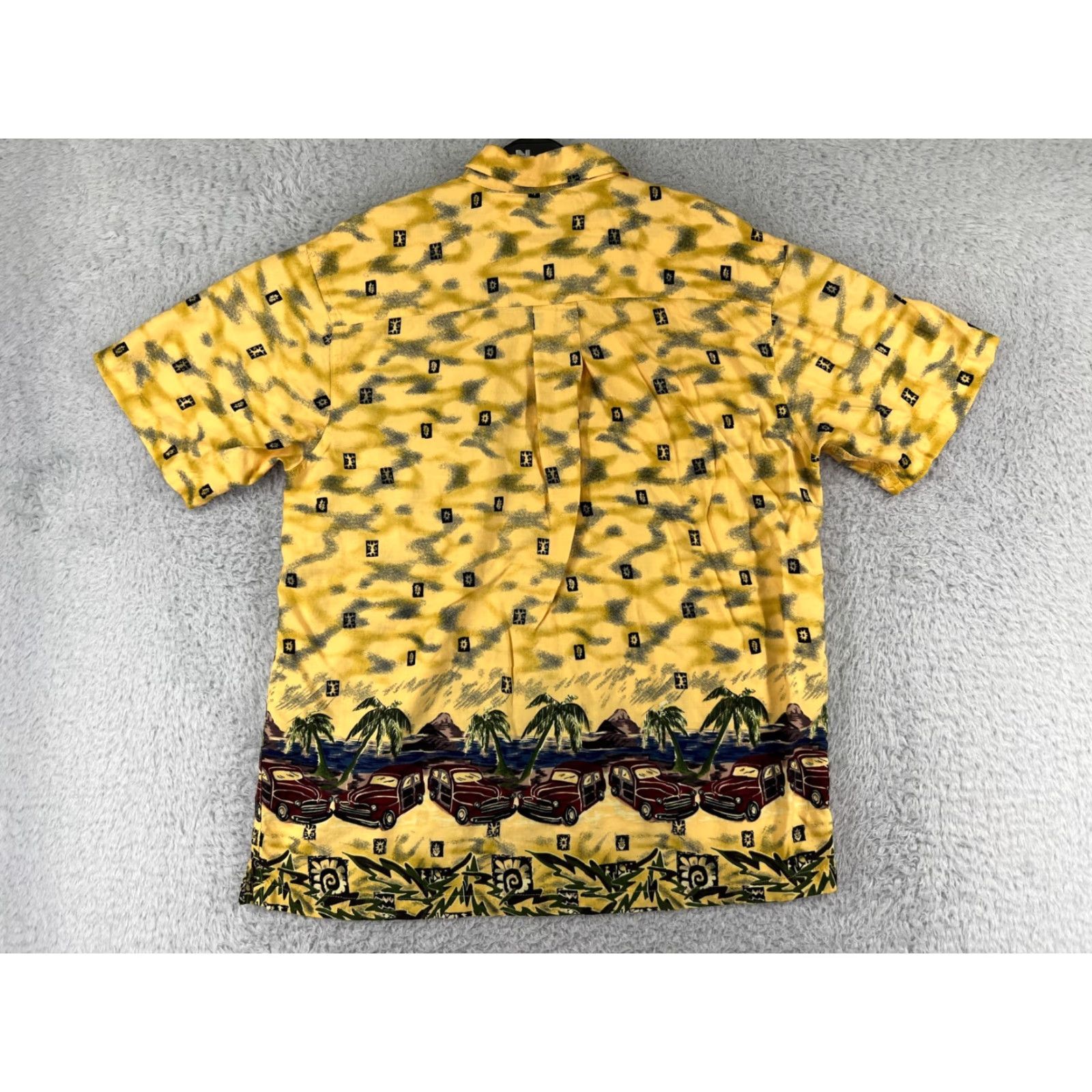 Vintage Chereskin Mens Leaf Yellow Button-Up Shirt Hawaii Aloha Beach Hawaiian Rayon Car Palm Floral Short Sleeve Regular Fit 40in Chest Men’s Shirt Size US L / EU 52-54 / 3 - 2 Thumbnail