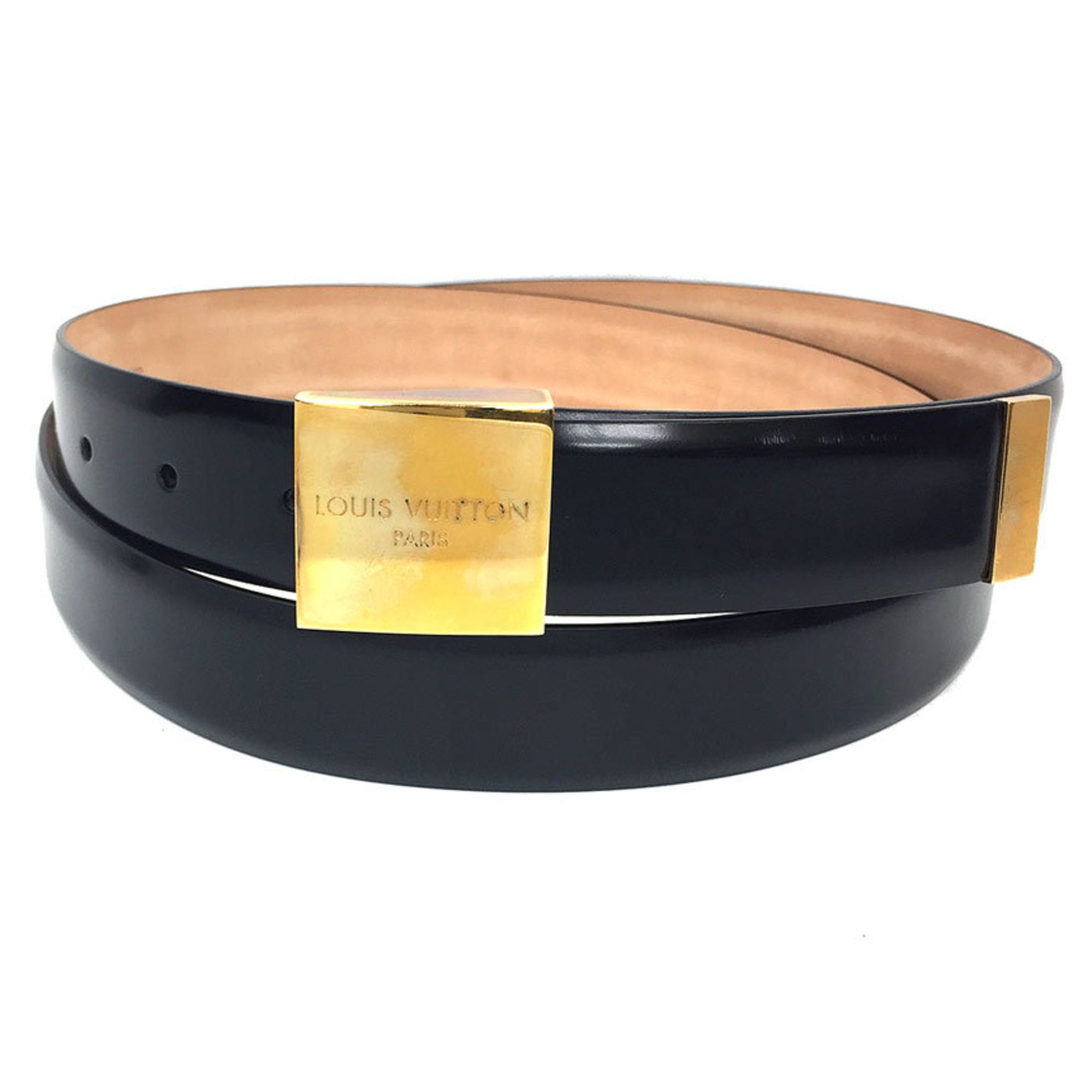 Louis Vuitton Louis Vuitton Leather Belt Santur Carre M6801 108-118cm Black Gold Buckle Men's Size ONE SIZE - 1 Thumbnail
