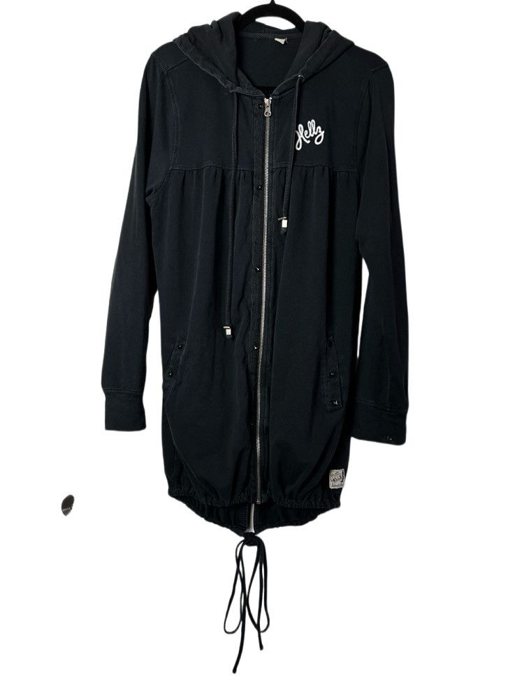 Hells Bells Vintage 2006 Black Hellz Bellz Rockabilly Zip Up Long Hoodie Size L / US 10 / IT 46 - 1 Thumbnail