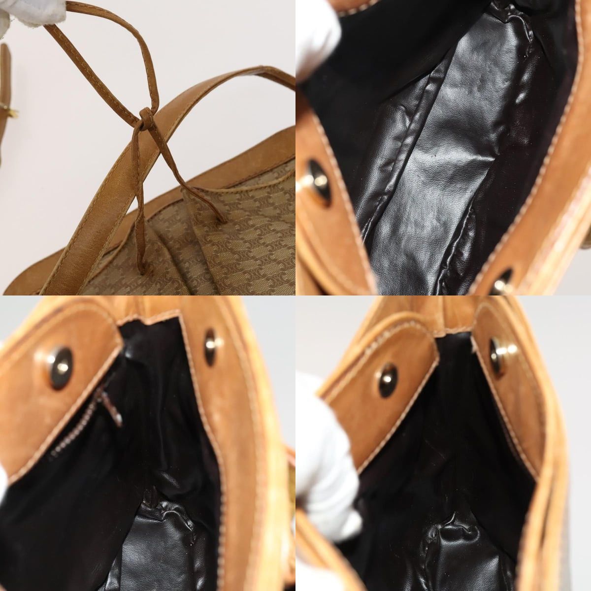 Celine CELINE Macadam Canvas Shoulder Bag Beige Gold Size ONE SIZE - 11 Thumbnail