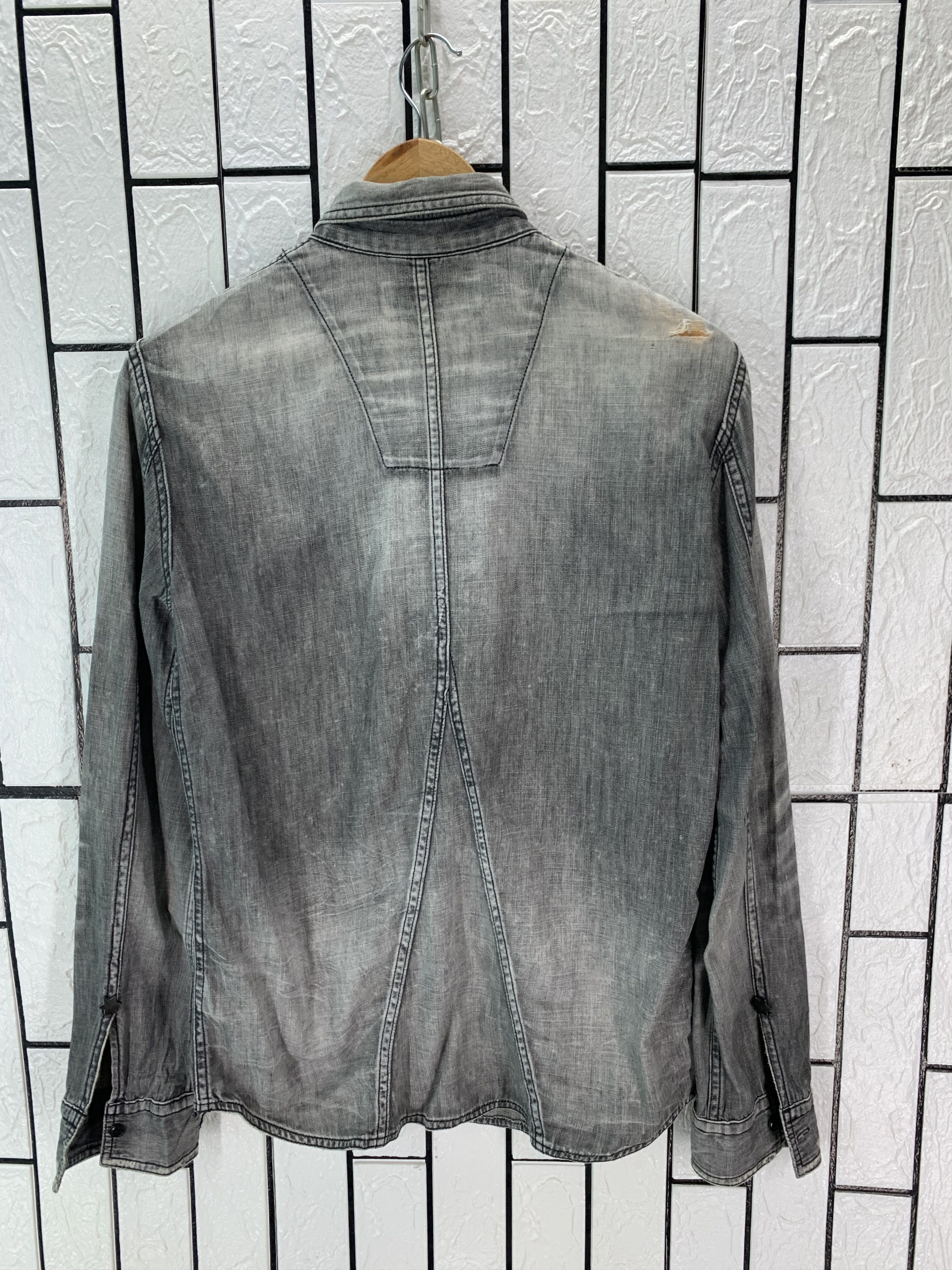 Japanese Brand Rico Distressed Denim Shirt Button Size US S / EU 44-46 / 1 - 11 Thumbnail