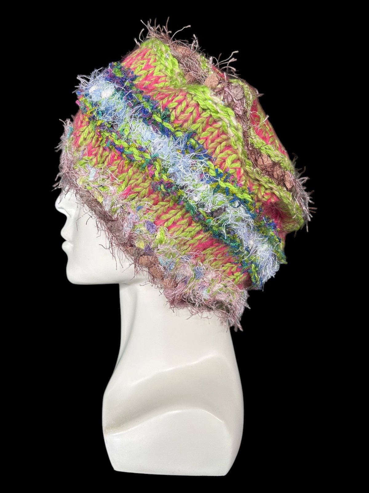 Japanese Brand × Kapital × Vintage Crochet Knitted Handmade fur Big Beanie Hats Rare Size ONE SIZE - 1 Thumbnail