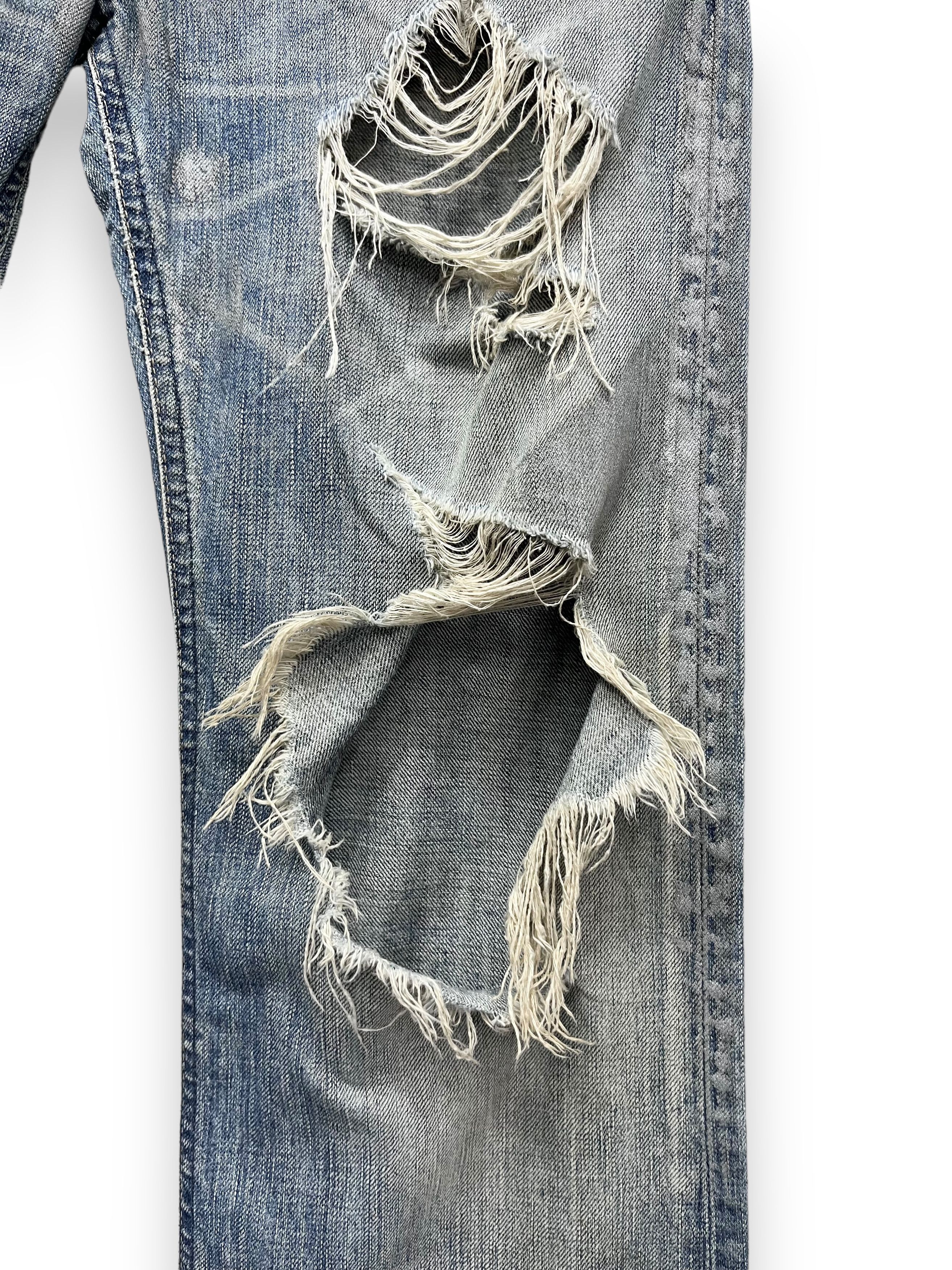 Edwin FYE🔥EDWIN BLUE TRIP Ripped Thrashed Blow Out Flared Denim Size US 31 - 5 Thumbnail