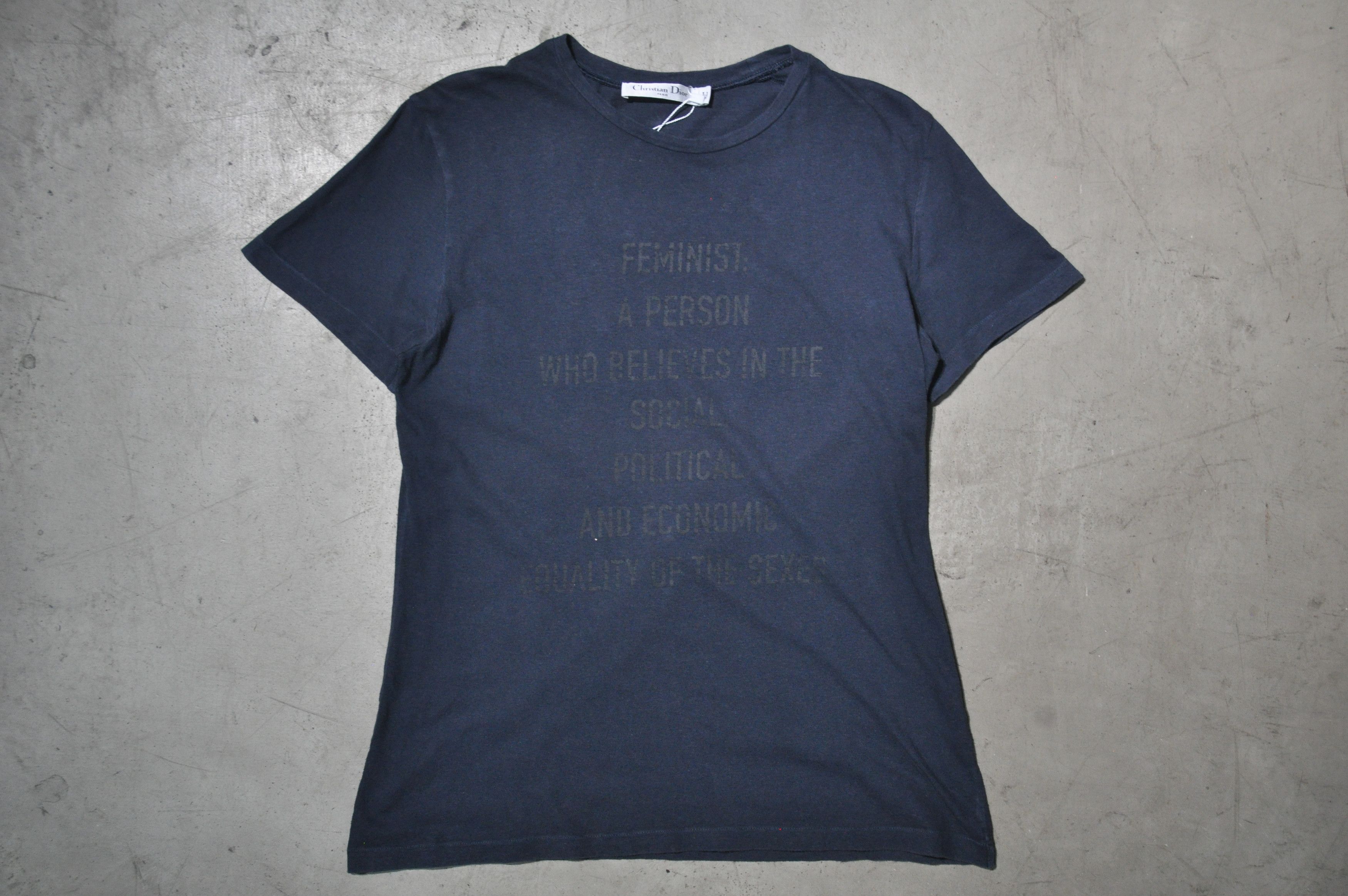image of Christian Dior Monsieur Christian Dior - F/w 17 - Feminist Statement Tee in Navy, Women's (Size Med