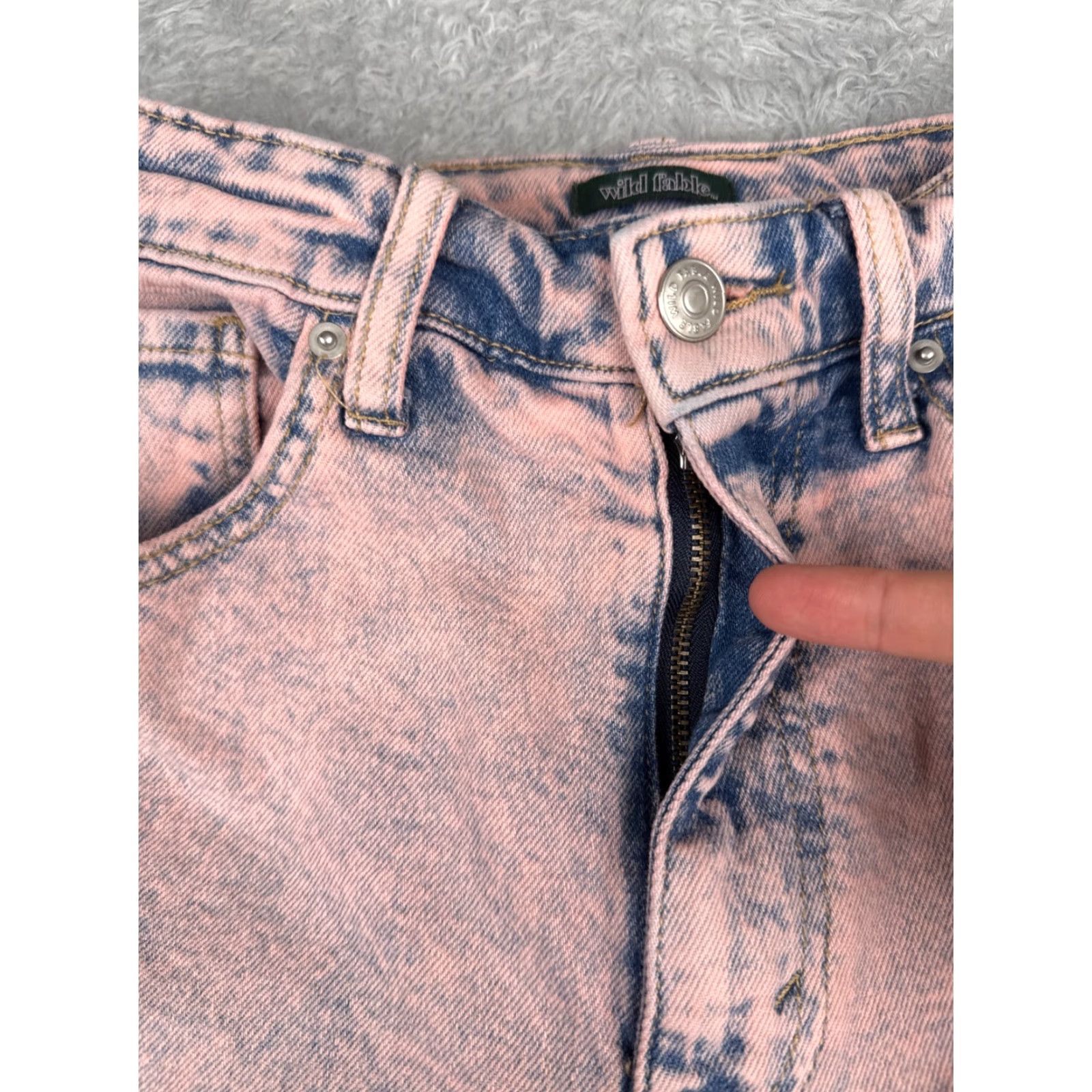 Vintage Wild Fabel Jeans Womens 4 Pink Blue Distressed High Rise Straight Cotton Size 27" / US 4 / IT 40 - 5 Thumbnail