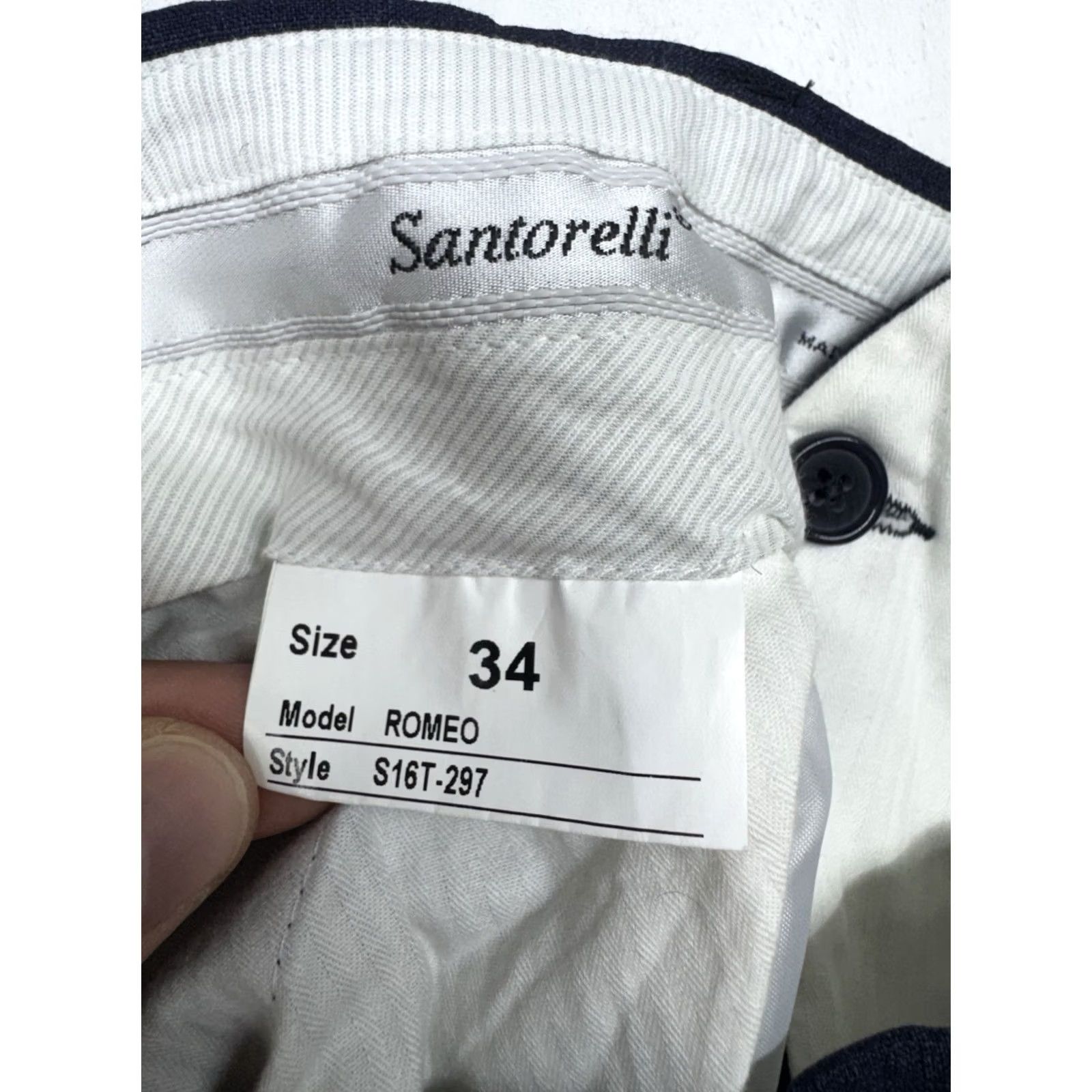 Vintage Santorelli Romeo Pants Mens Blue 34x29.5 100% Wool Flat Front Italy Trousers Size US 34 / EU 50 - 2 Thumbnail
