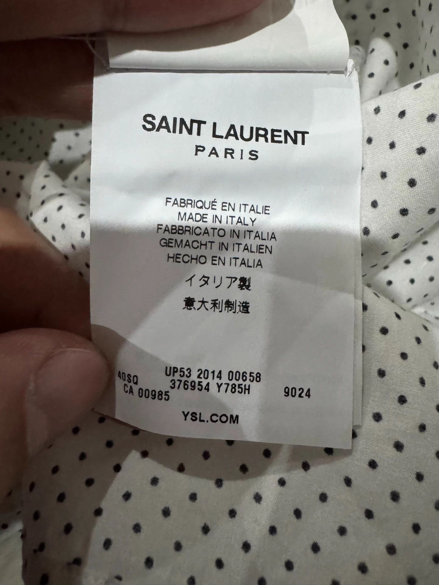 Saint Laurent Paris Saint Laurent New White Polka Dot Men's Shirt 39 Size US XXS / EU 40 - 3 Thumbnail
