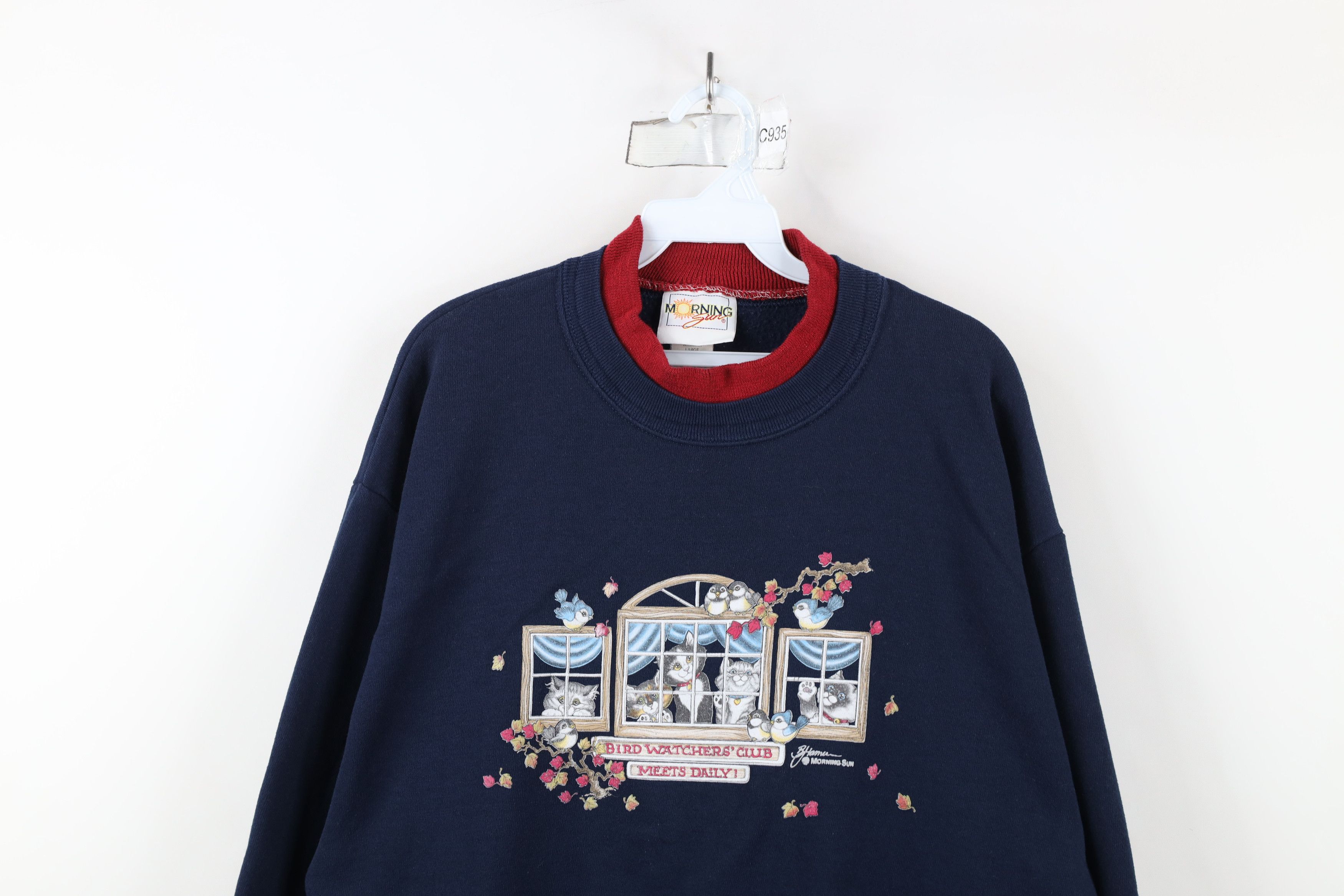 Vintage Vintage 90s Streetwear Kitten Bird Cat Lady Sweatshirt USA Size L / US 10 / IT 46 - 2 Thumbnail