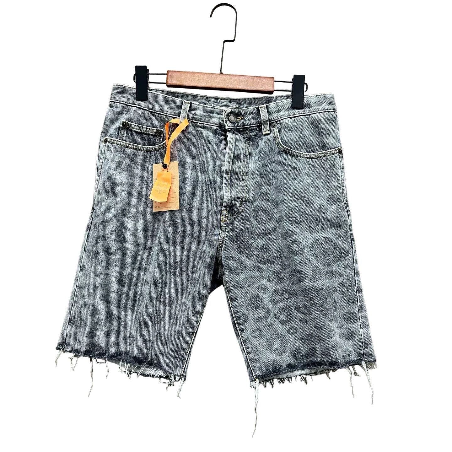 Saint Laurent Paris Saint Laurent Leopard Denim Shorts Size 31 Size US 31 - 1 Thumbnail