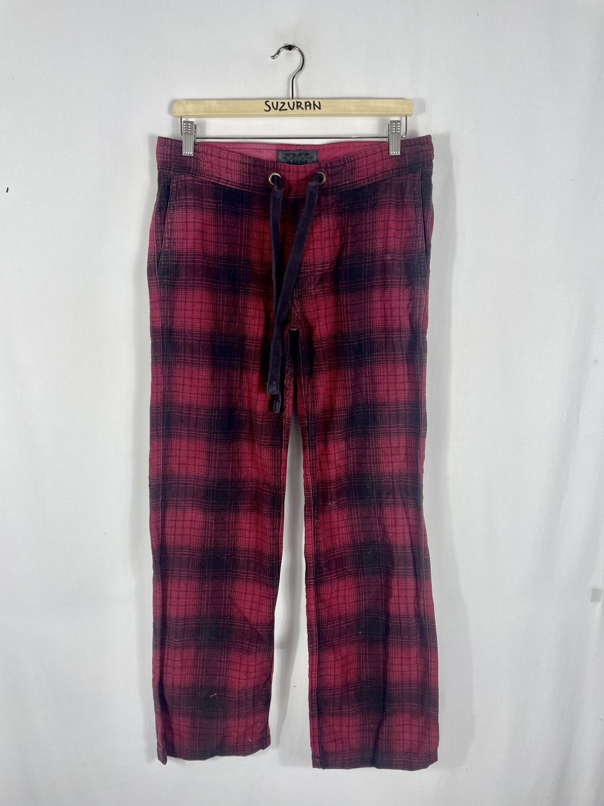 image of Talking About The Abstraction x Vintage tmt Checkerd Fleece Jogger Sweatpants Casual Pants in Red (