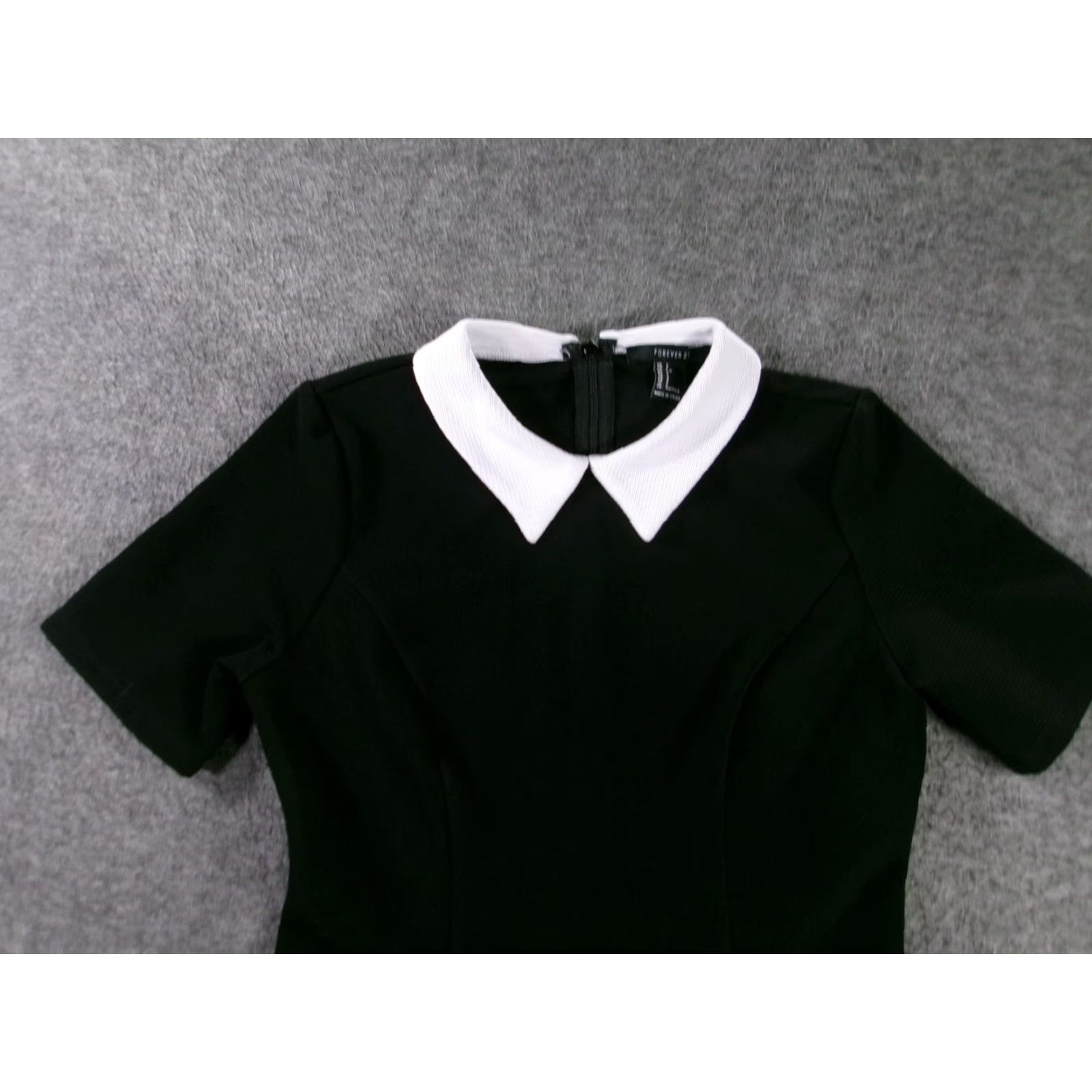 Forever 21 Forever 21 Dress Womens S Black Peter Pan Collar Short Sleeve A-Line Skater Goth Witchy Womens Size S / US 4 / IT 40 - 2 Thumbnail