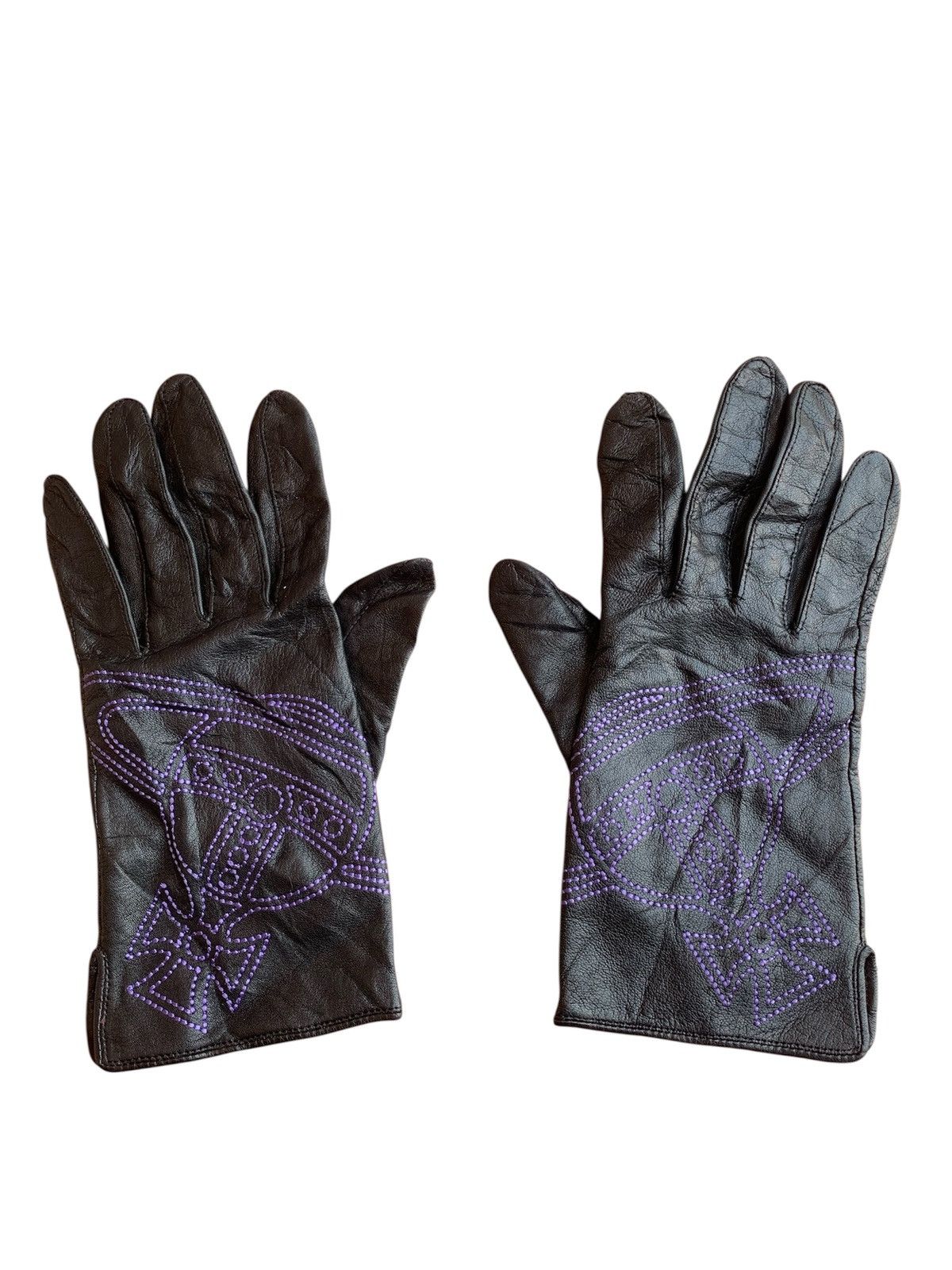 Vivienne Westwood Vivienne Westwood Leather Orb Gloves Vtg Punk Design Rare Size 28 - 4 Thumbnail