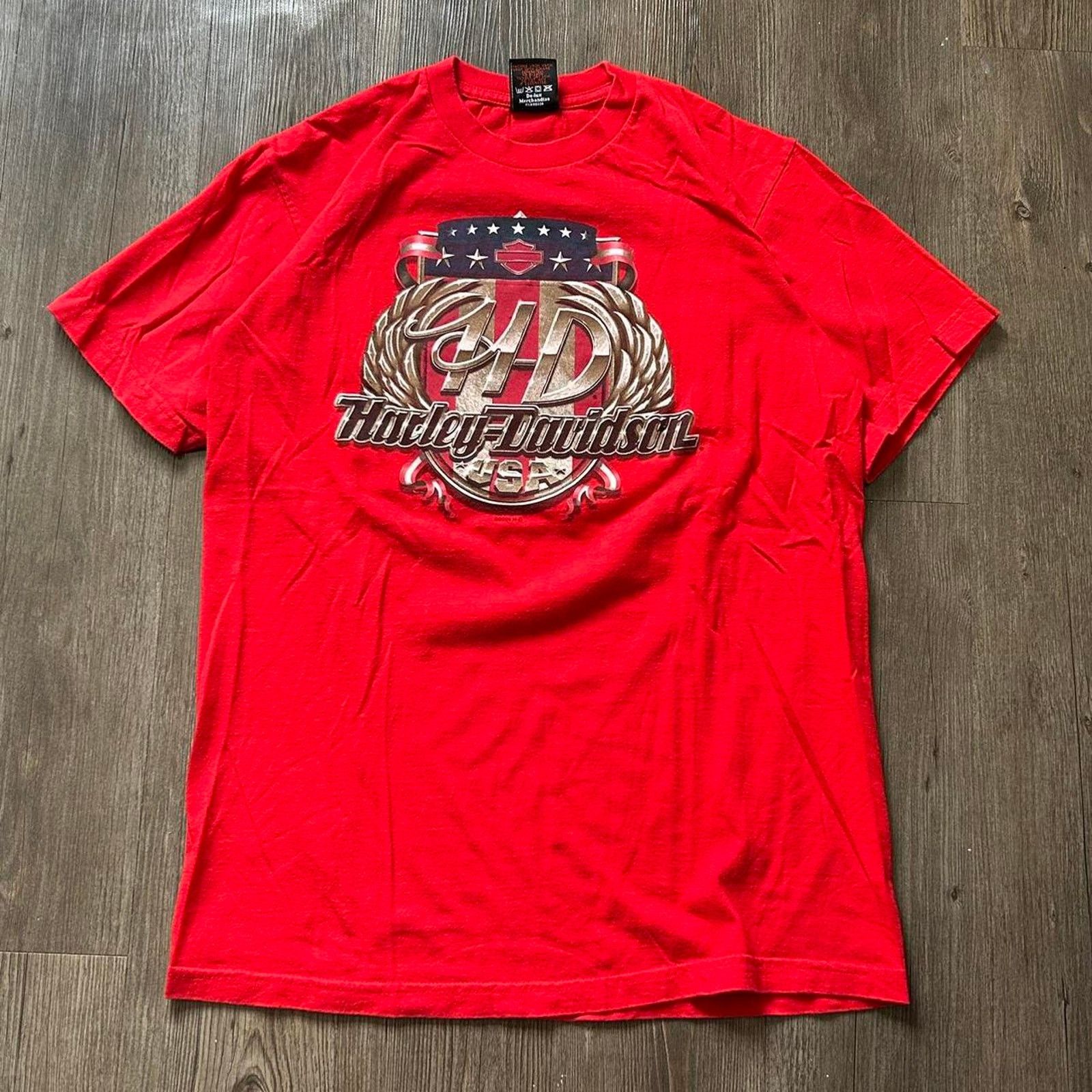 Harley Davidson Y2K Harley Davidson Chrome Logo Red Short Sleeve Tee. Sz L Size US L / EU 52-54 / 3 - 1 Thumbnail