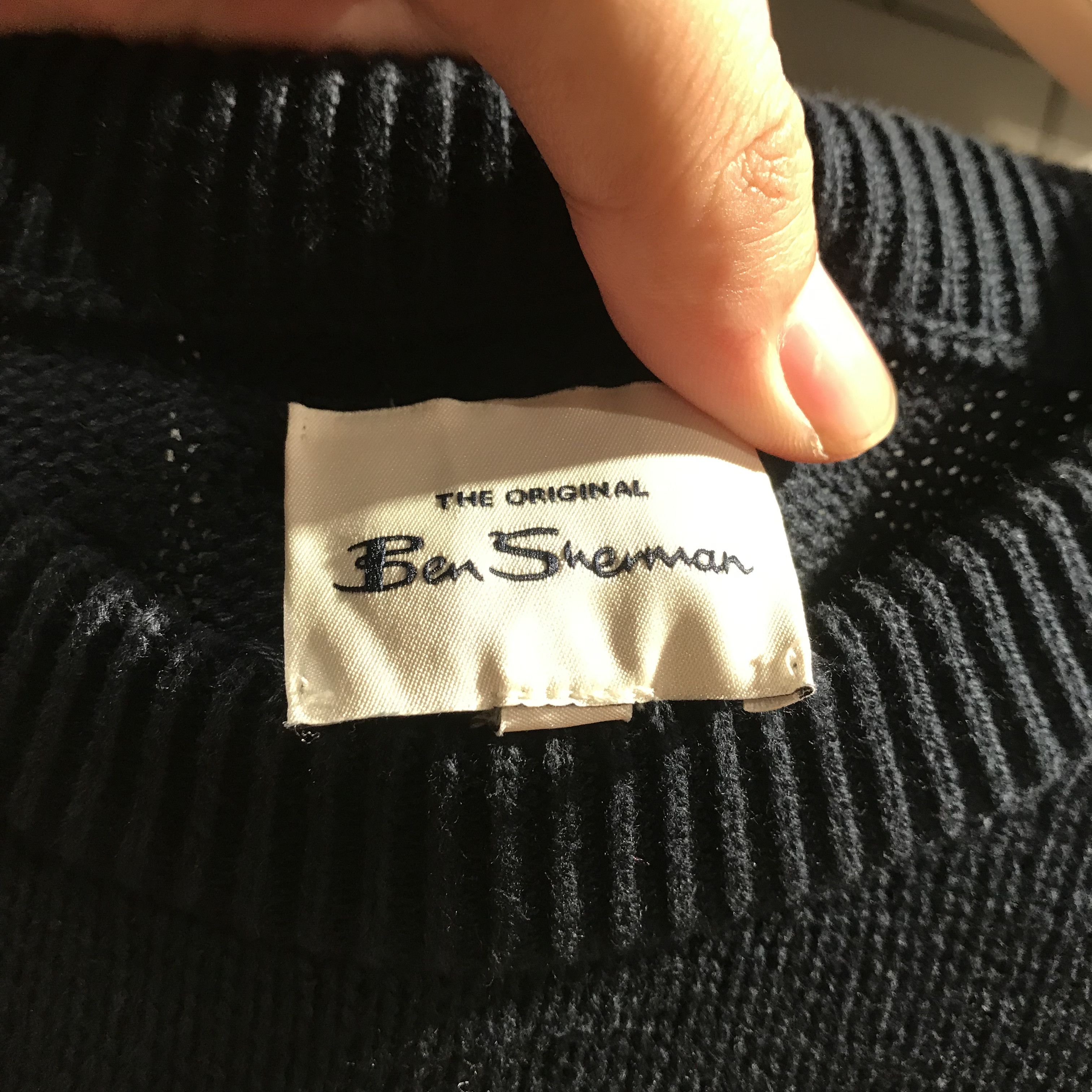 Ben Sherman Ben Sherman Crinkle Cotton Crewneck Jumper Dark Navy Beige Size US L / EU 52-54 / 3 - 3 Thumbnail