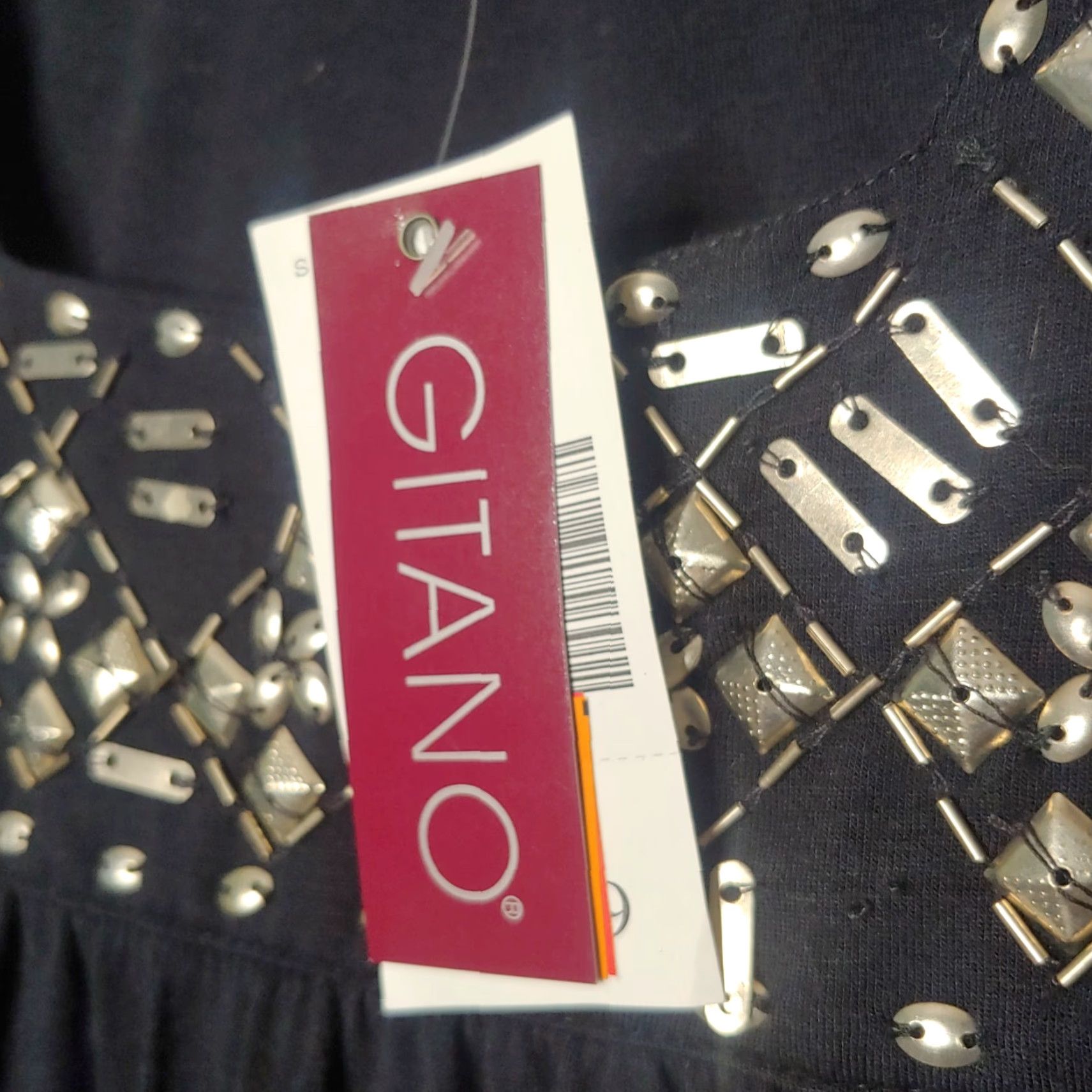 Vintage Gitano Shirt Women Plus 18/20 Black Flutter Sleeve Beaded NWT Knit Top Short Sleeve Size XXL / US 16-18 / IT 52-54 - 5 Thumbnail