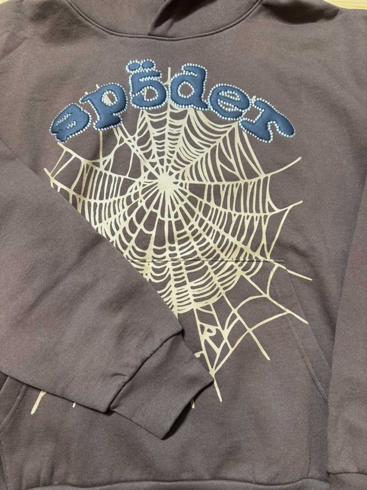 Sp5der SP5DER BROWN RHINESTONE OG WEB HOODIE - SIZE LARGE Size US L / EU 52-54 / 3 - 3 Thumbnail