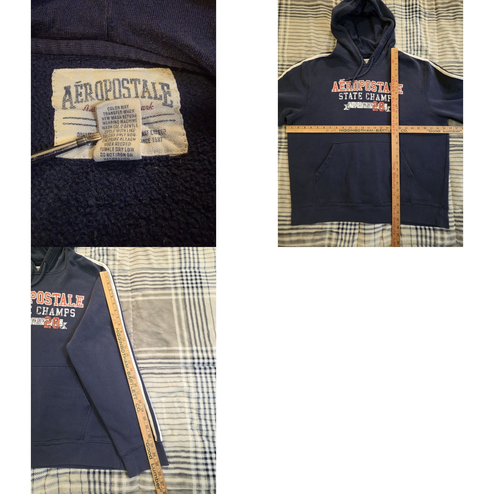 Aeropostale VINTAGE Aeropostale Heavyweight Embroidered Hoodie State Champs Blue Men XL Pullover Crew Neck Hooded Pockets 90s Classic Size US XL / EU 56 / 4 - 8 Thumbnail