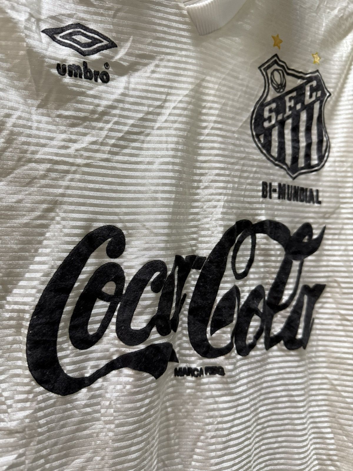 Coca Cola SANTOS HOME FOOTBAL SHIRT 91/92 Size US S / EU 44-46 / 1 - 2 Thumbnail