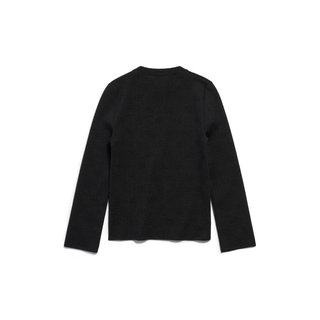 Balenciaga o1s1wg110126 BB Allover Cropped Sweater in Black Size S / US 4 / IT 40 - 6 Thumbnail